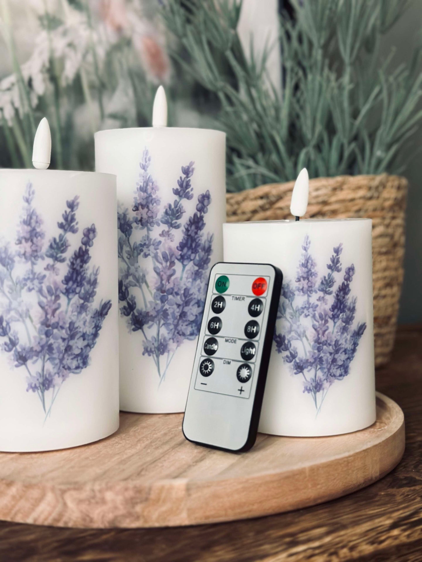 LED FLORA Lavendel – Set mit 3 Stück und Fernbedienung