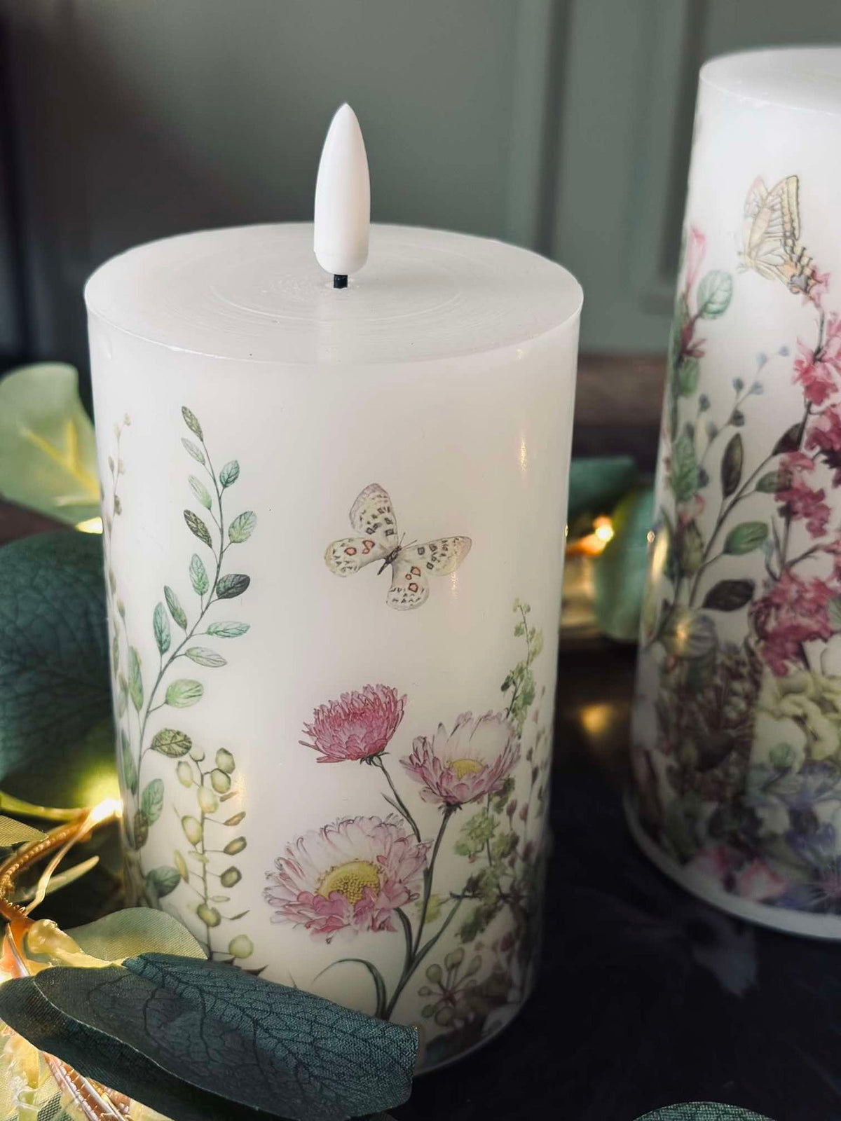 LED-Blockkerzen FLORA – Set mit 3 Stück und Fernbedienung