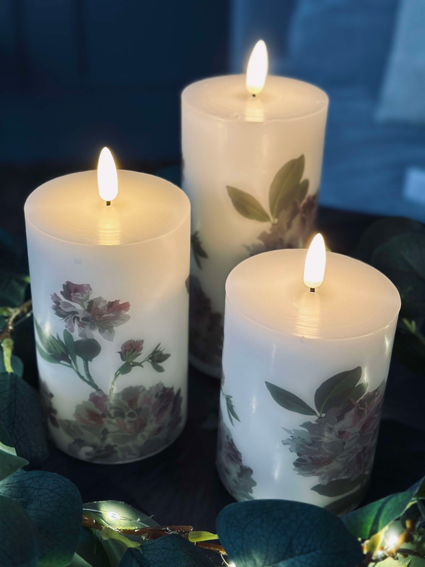 LED Hortensie – Set mit 3 Stk. und Fernbedienung