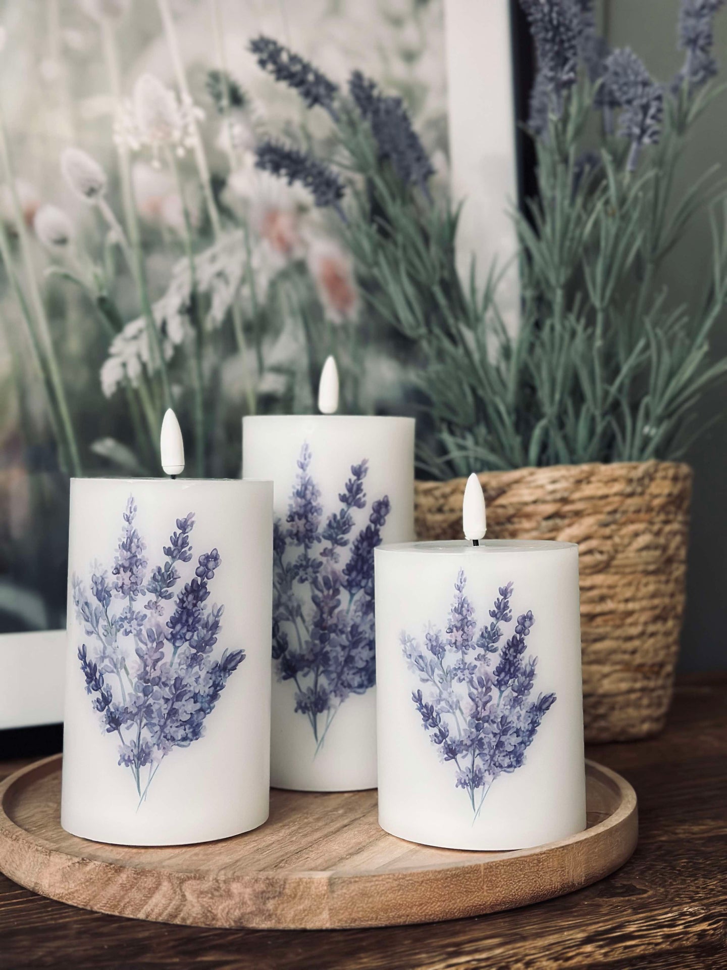 LED FLORA Lavendel – Set mit 3 Stück und Fernbedienung