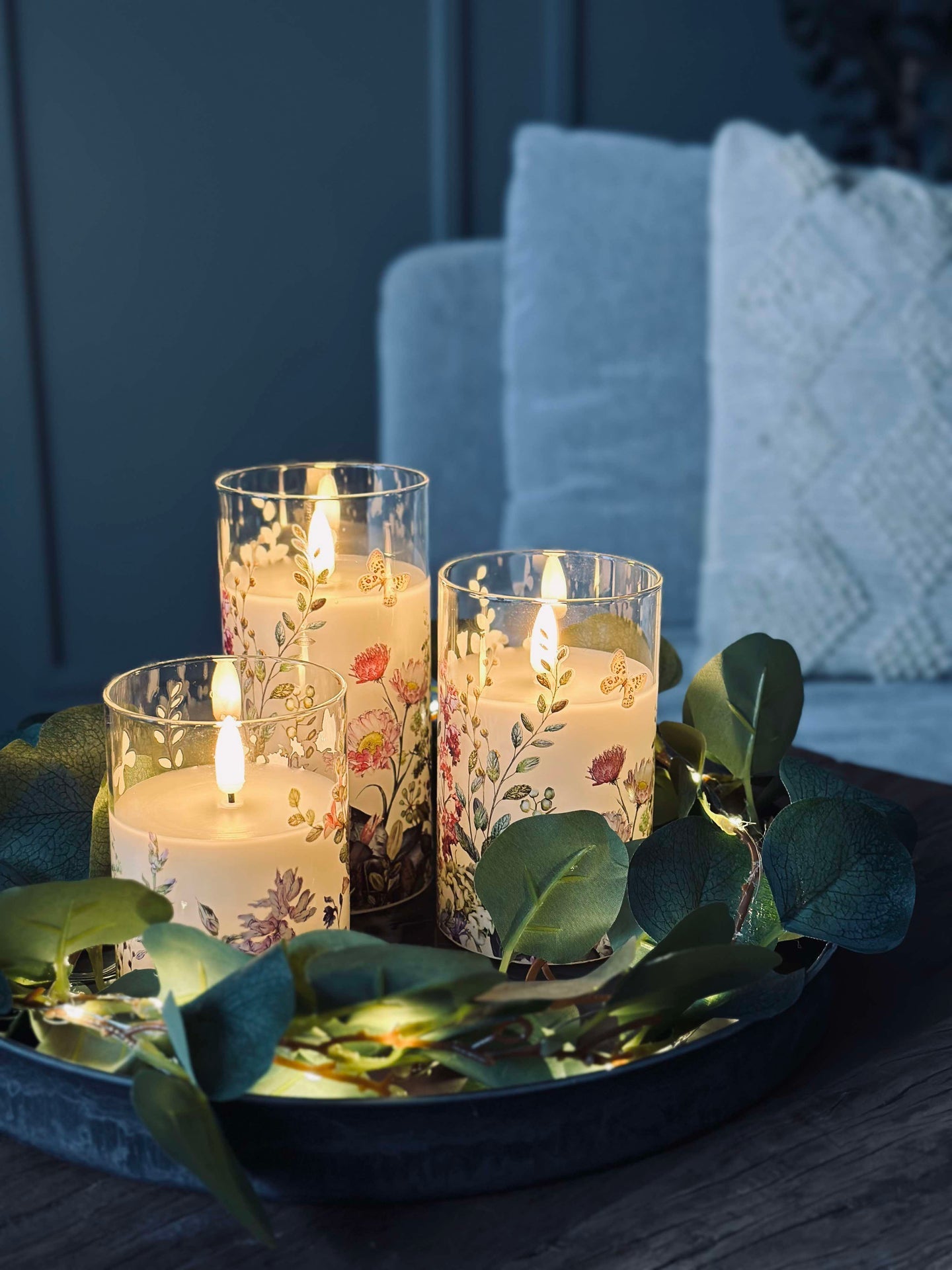 LED FLORA Cylinder – Set mit 3 Stück und Fernbedienung