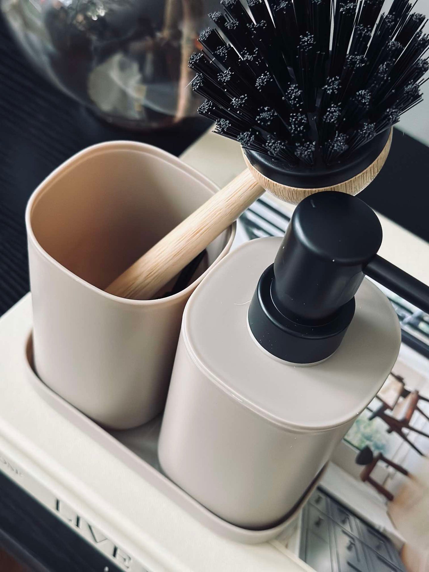 Dispenser-Set in Beige - Set aus 3 Teilen