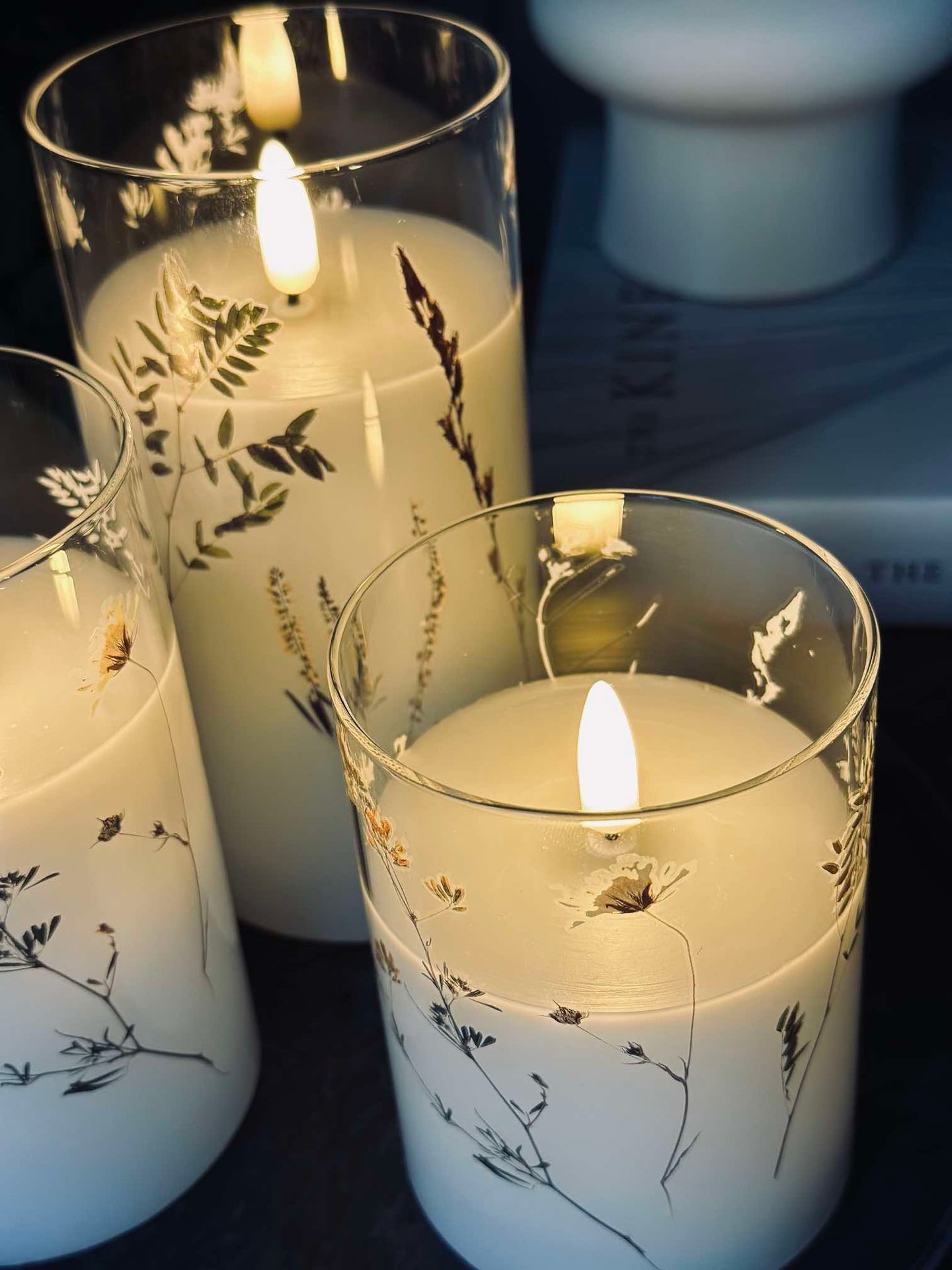 LED FLORA Cylinder – Set mit 3 Stück und Fernbedienung