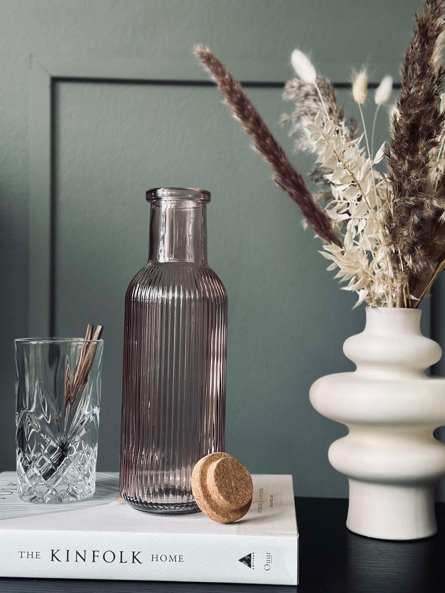 Wasserflasche mit Korkstopfen – Rosa 1 l