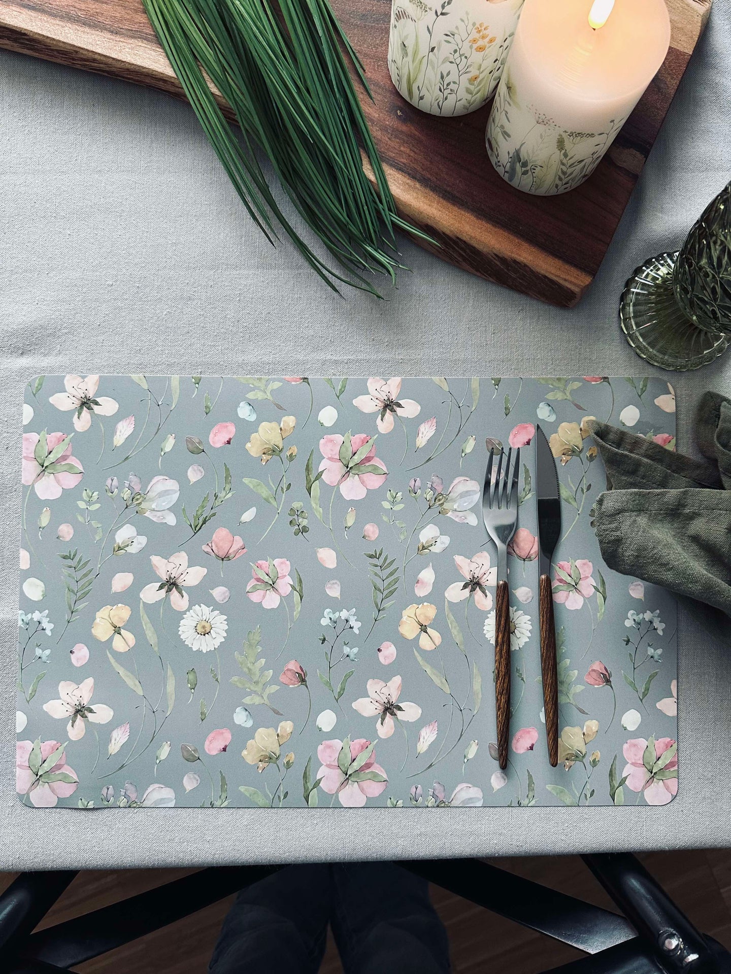 Platzset Flora - Grau