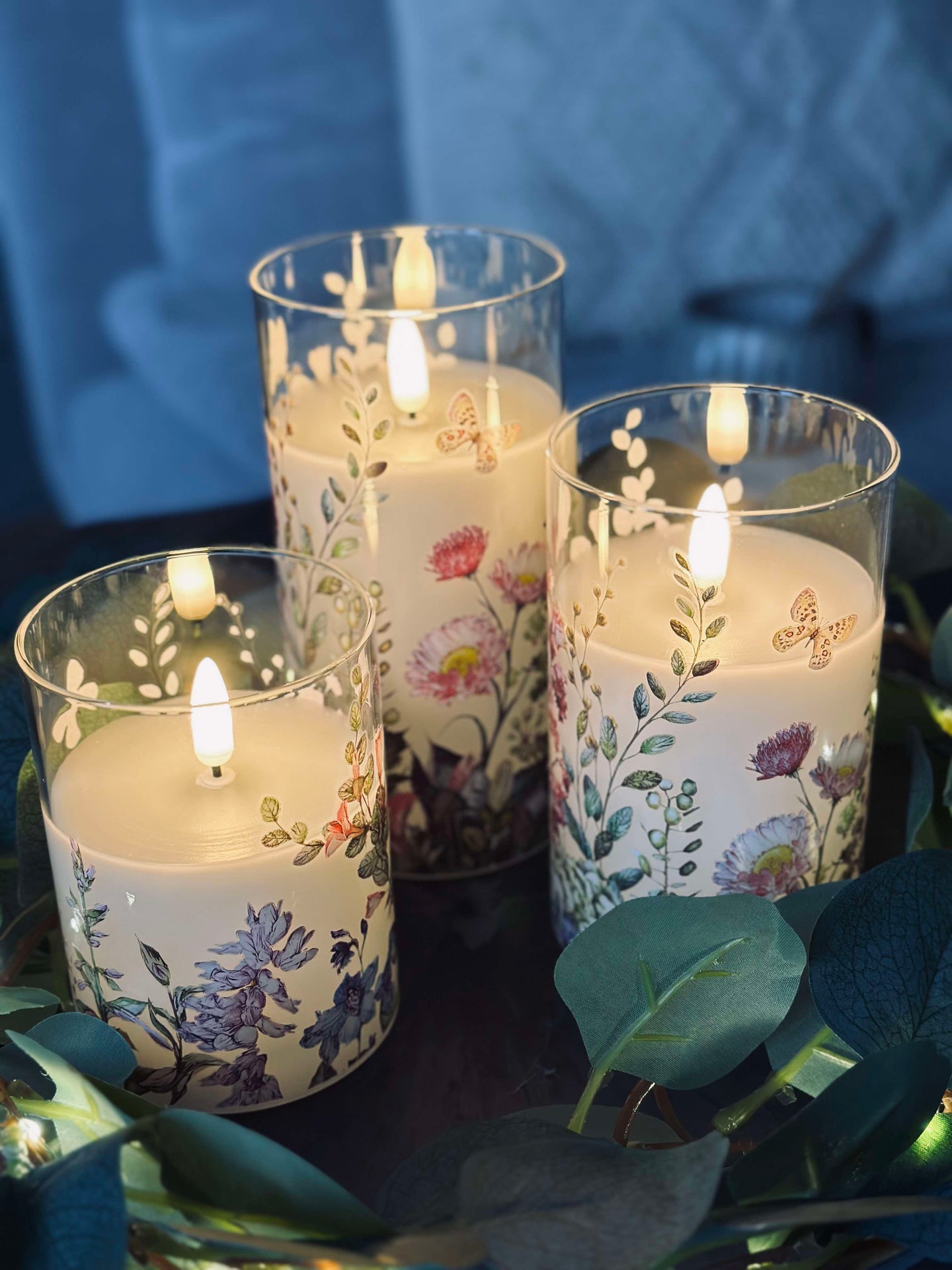 LED FLORA Cylinder – Set mit 3 Stück und Fernbedienung