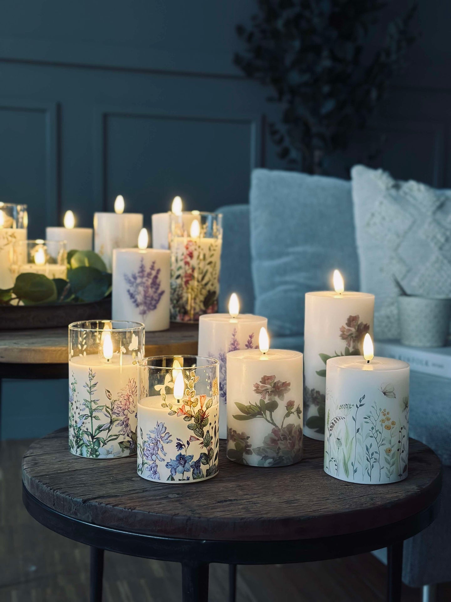 LED FLORA Cylinder – Set mit 3 Stück und Fernbedienung