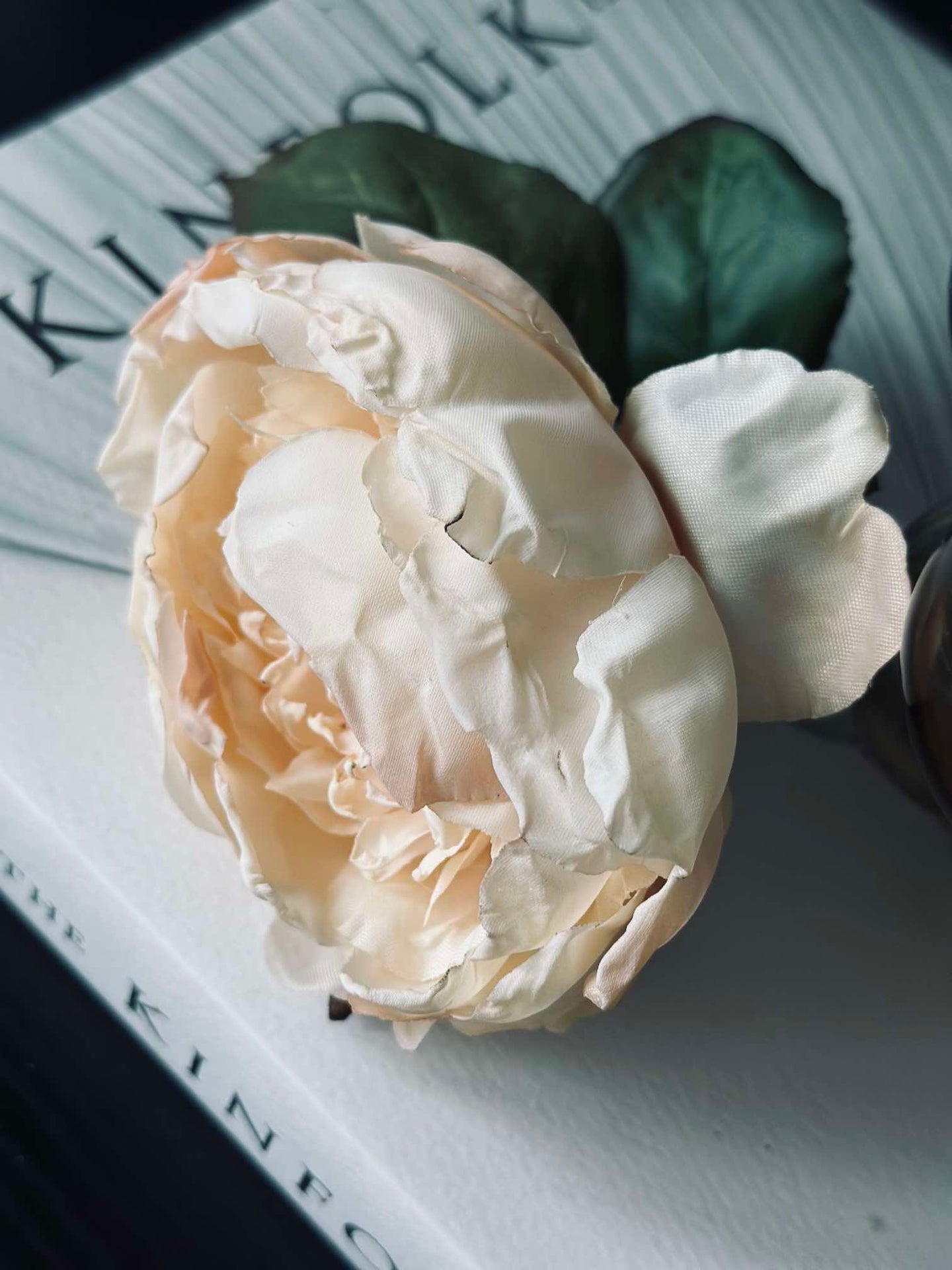 Blume Seide Pfingstrose Creme