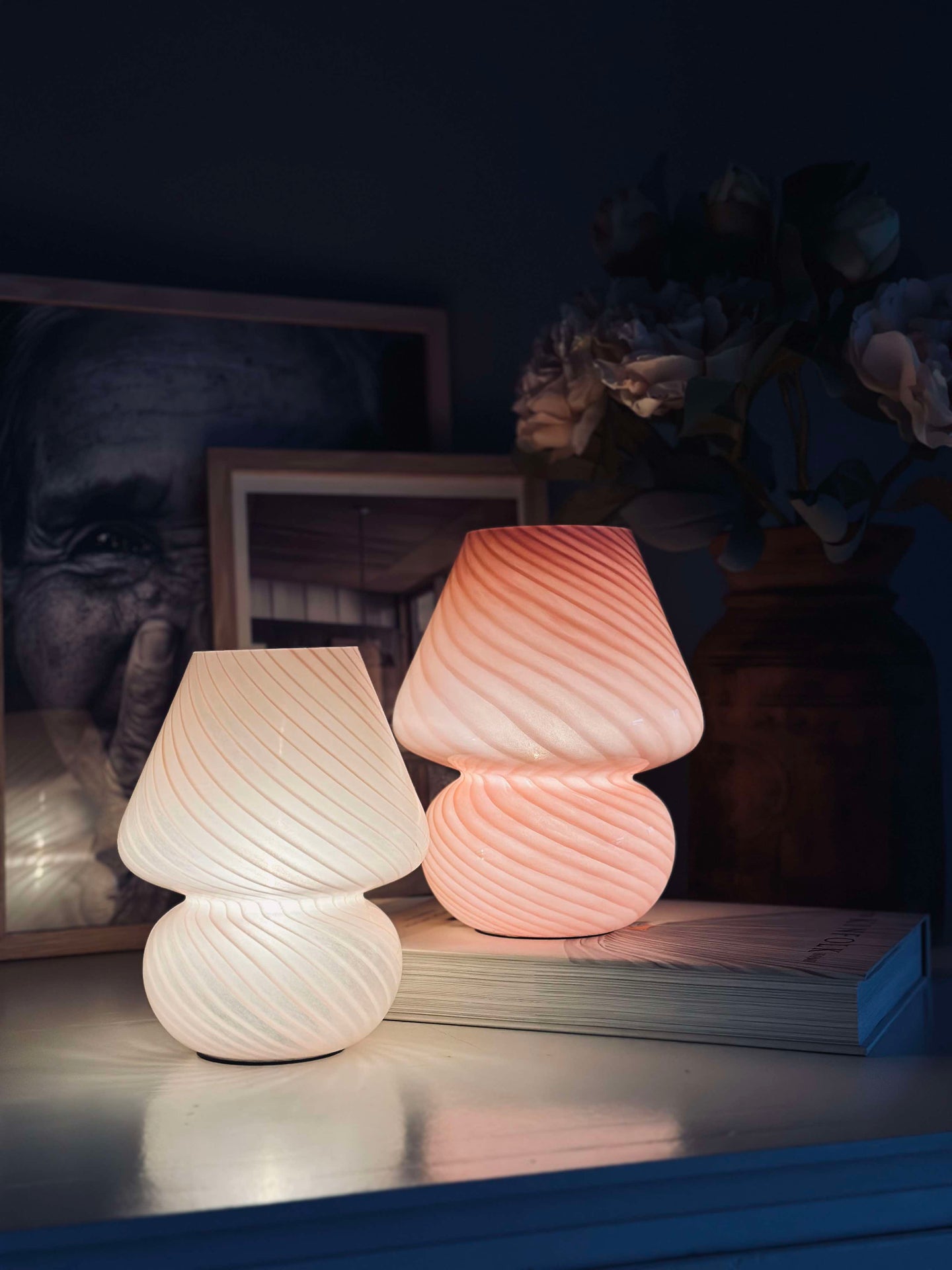 Mushroom Small - Rosa mundgeblasenes Glas