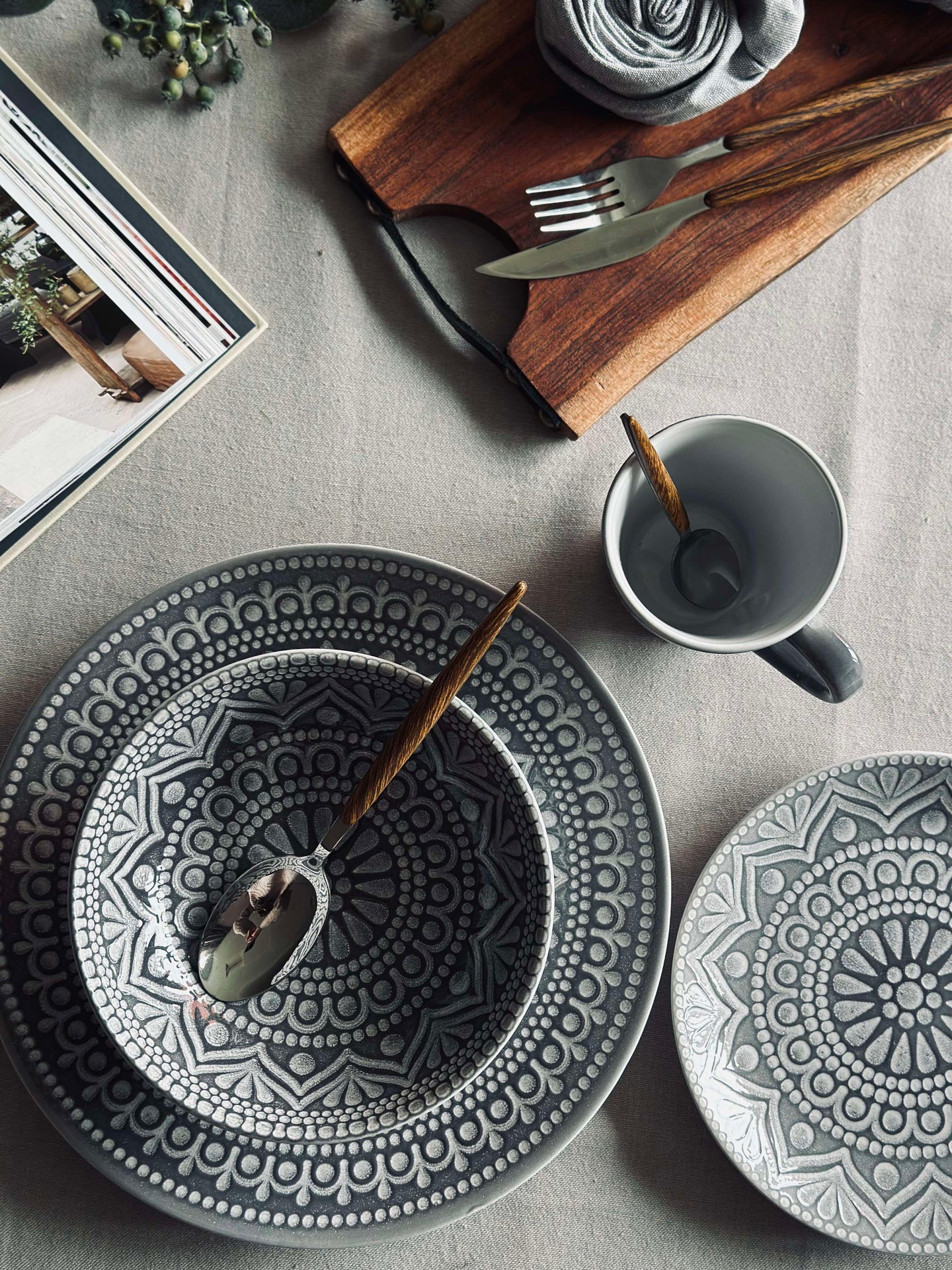 Teller India Stonewear 27cm - Grau