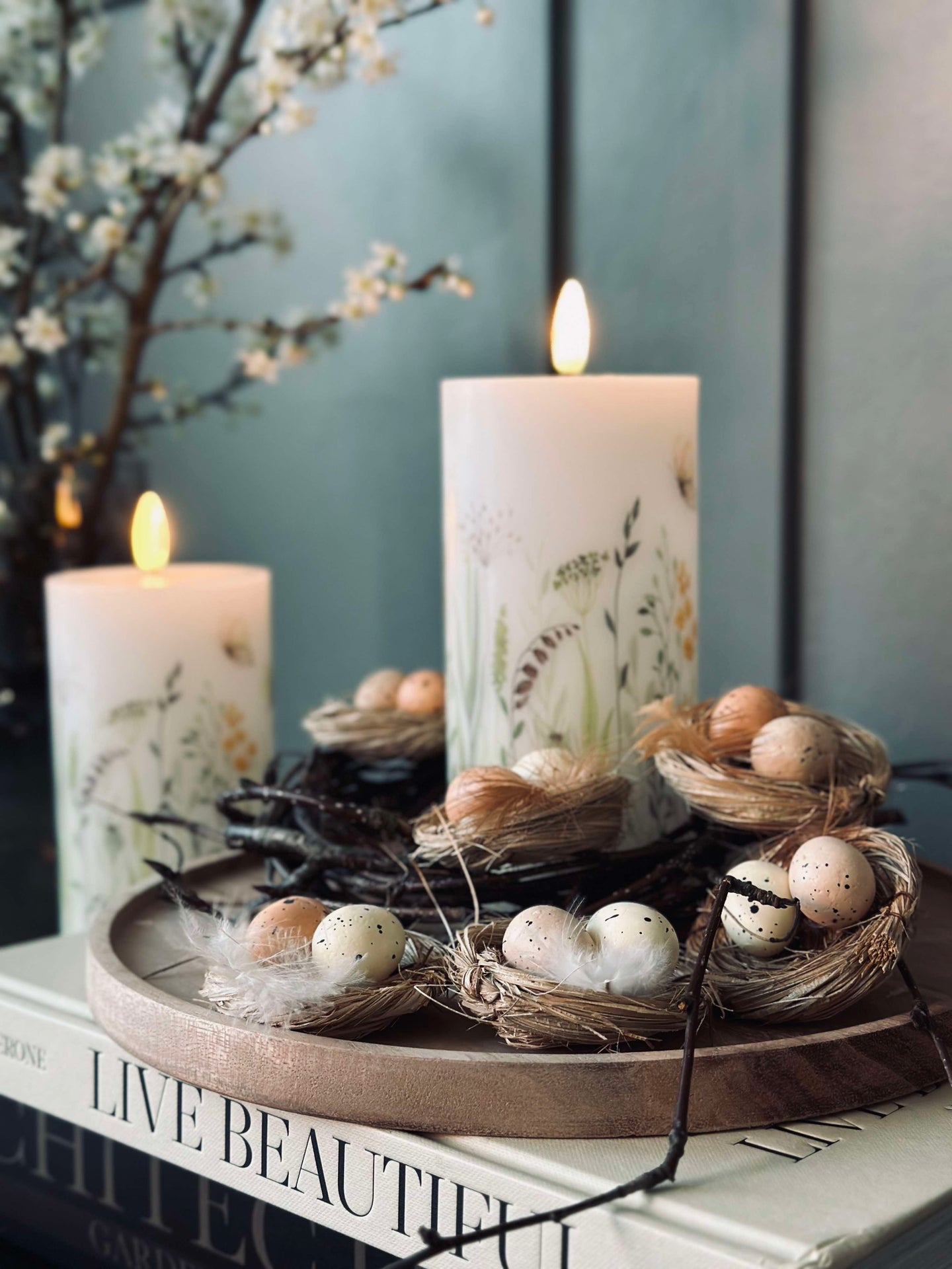 6 Stk. Nester mit Ostereiern - Tischdekoration