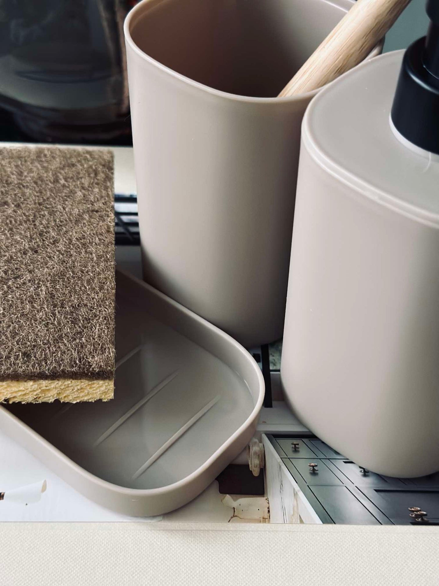 Dispenser-Set in Beige - Set aus 3 Teilen