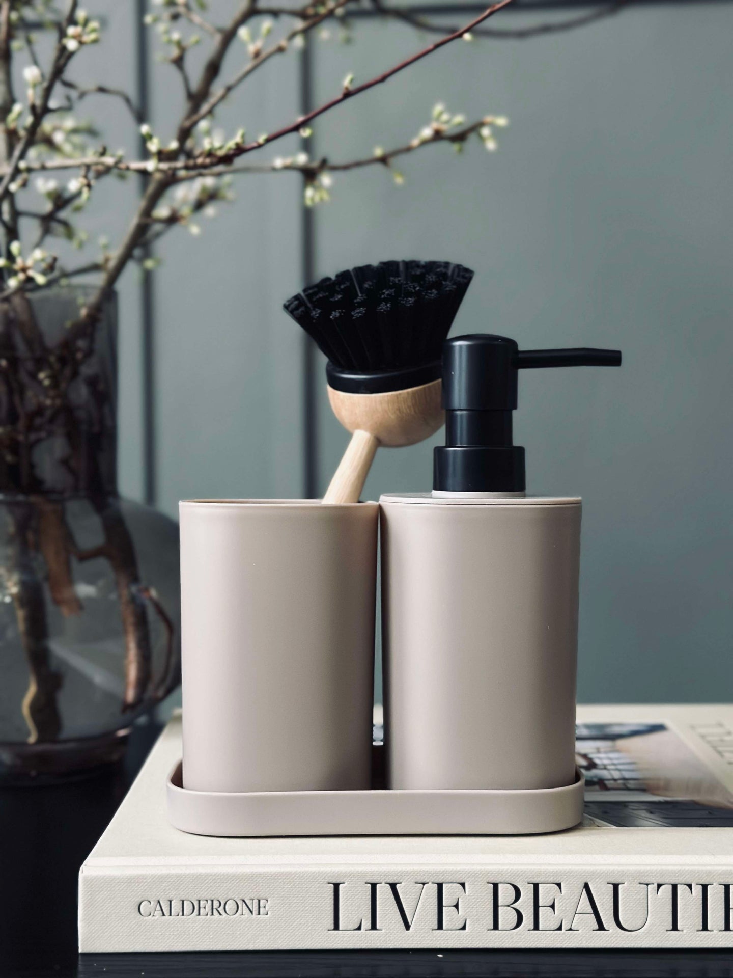 Dispenser-Set in Beige - Set aus 3 Teilen