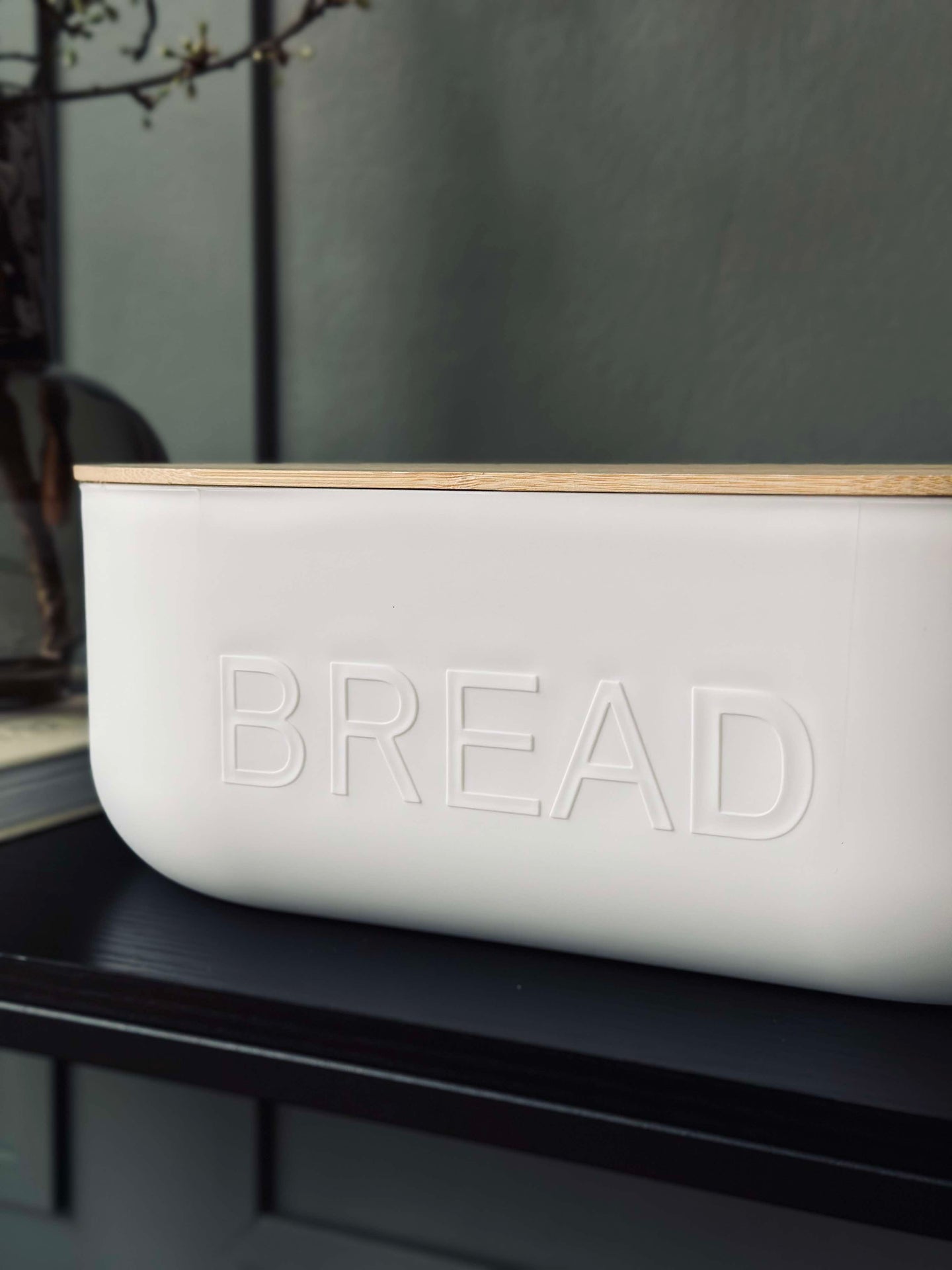 Brotkasten mit Bambusdeckel - Weiß