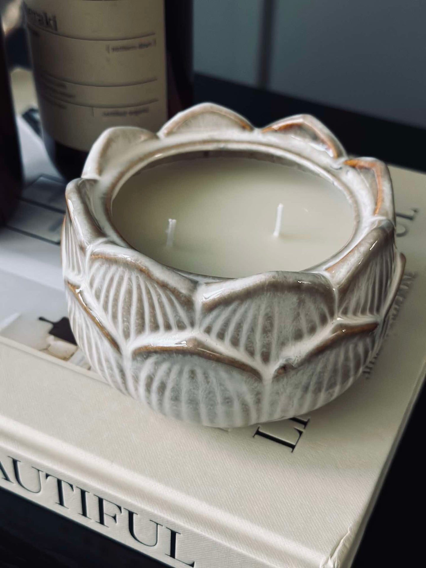 Stearinkerze Lotus - Beige Cotton