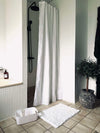 Badezimmer-Set: Duschvorhang & Badematte / Weiß
