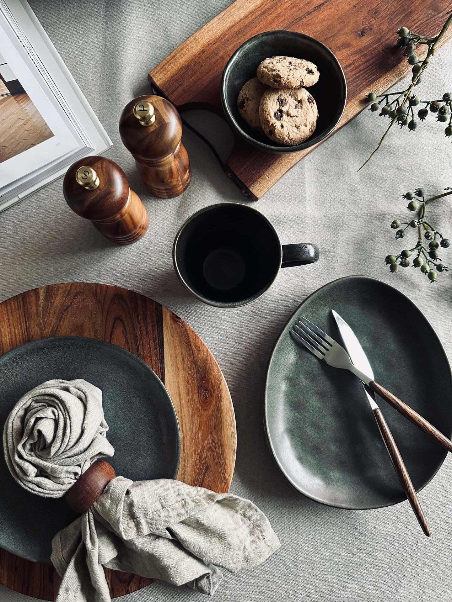 Dessertteller Steingut - Grau