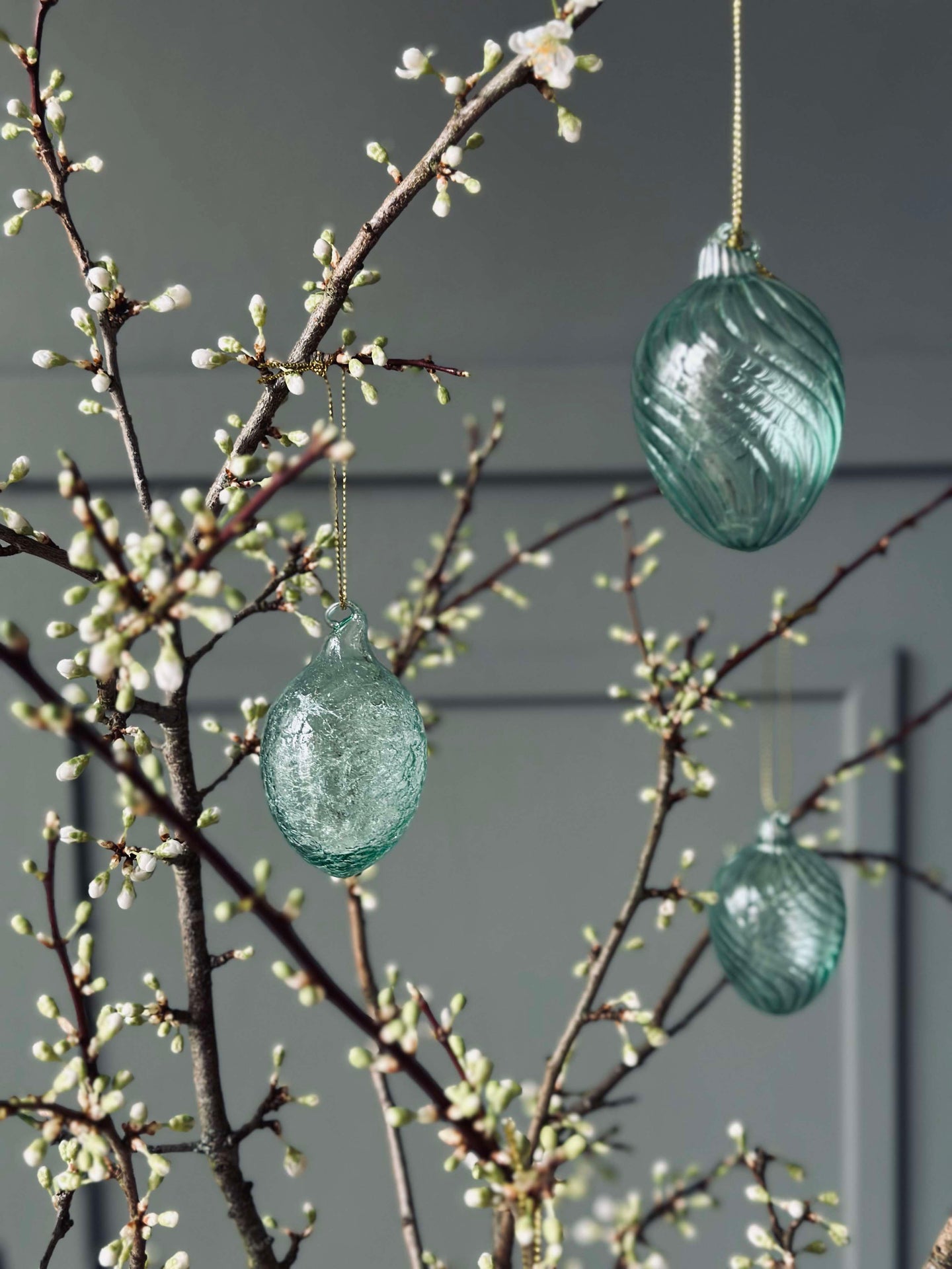 Hängende Eier aus Glas - 3 Stk. Grün