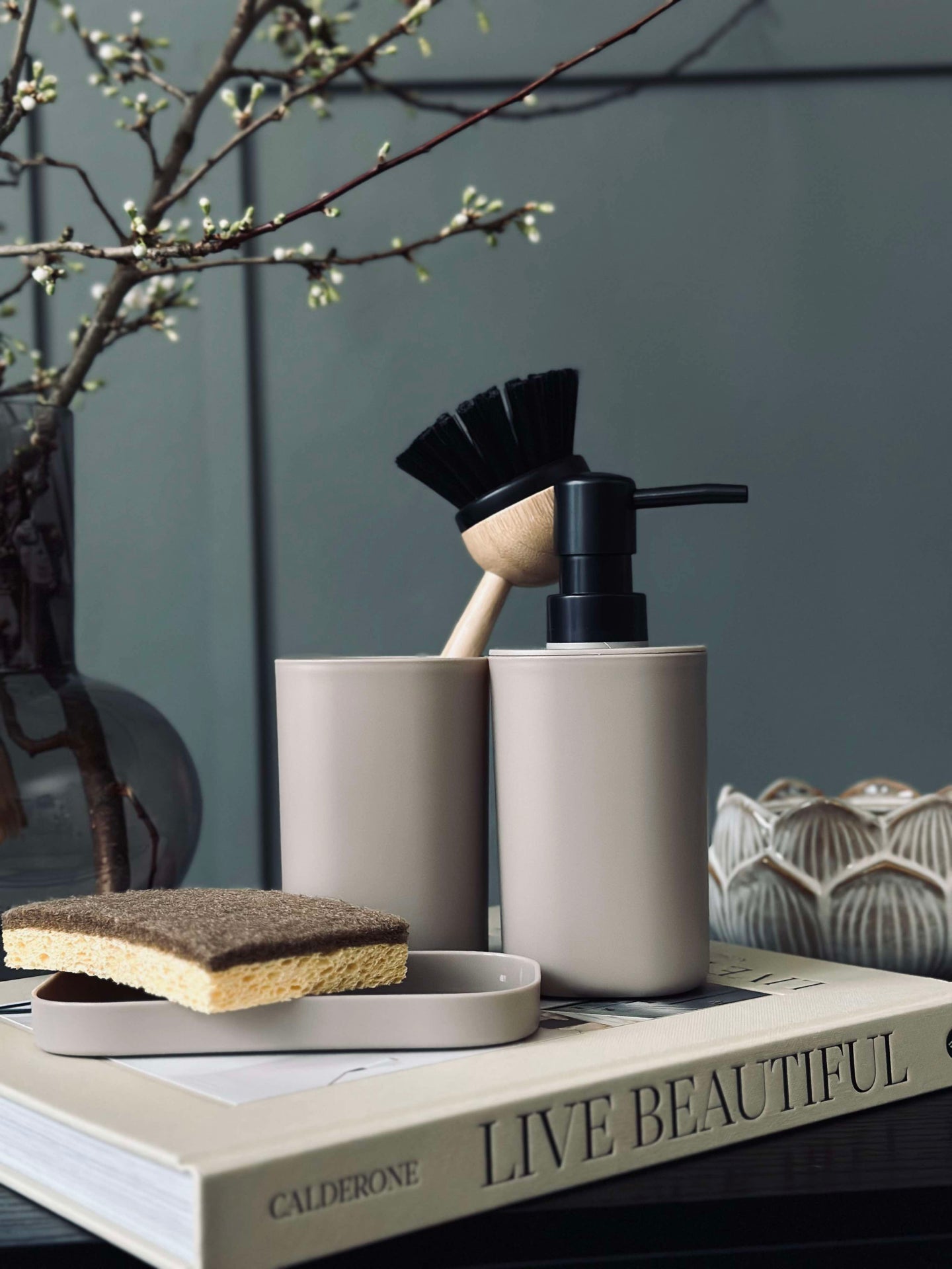 Dispenser-Set in Beige - Set aus 3 Teilen
