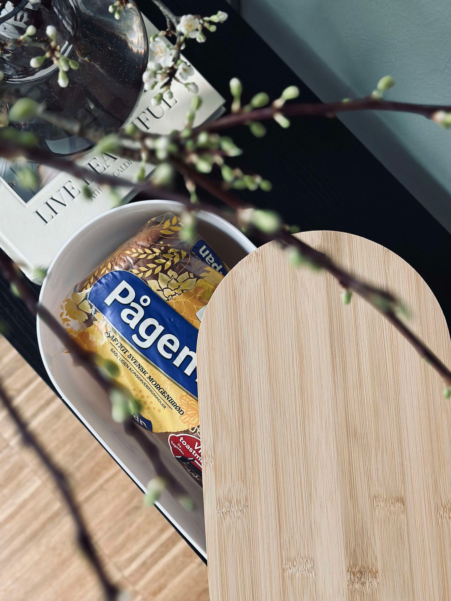 Brotkasten mit Bambusdeckel - Weiß