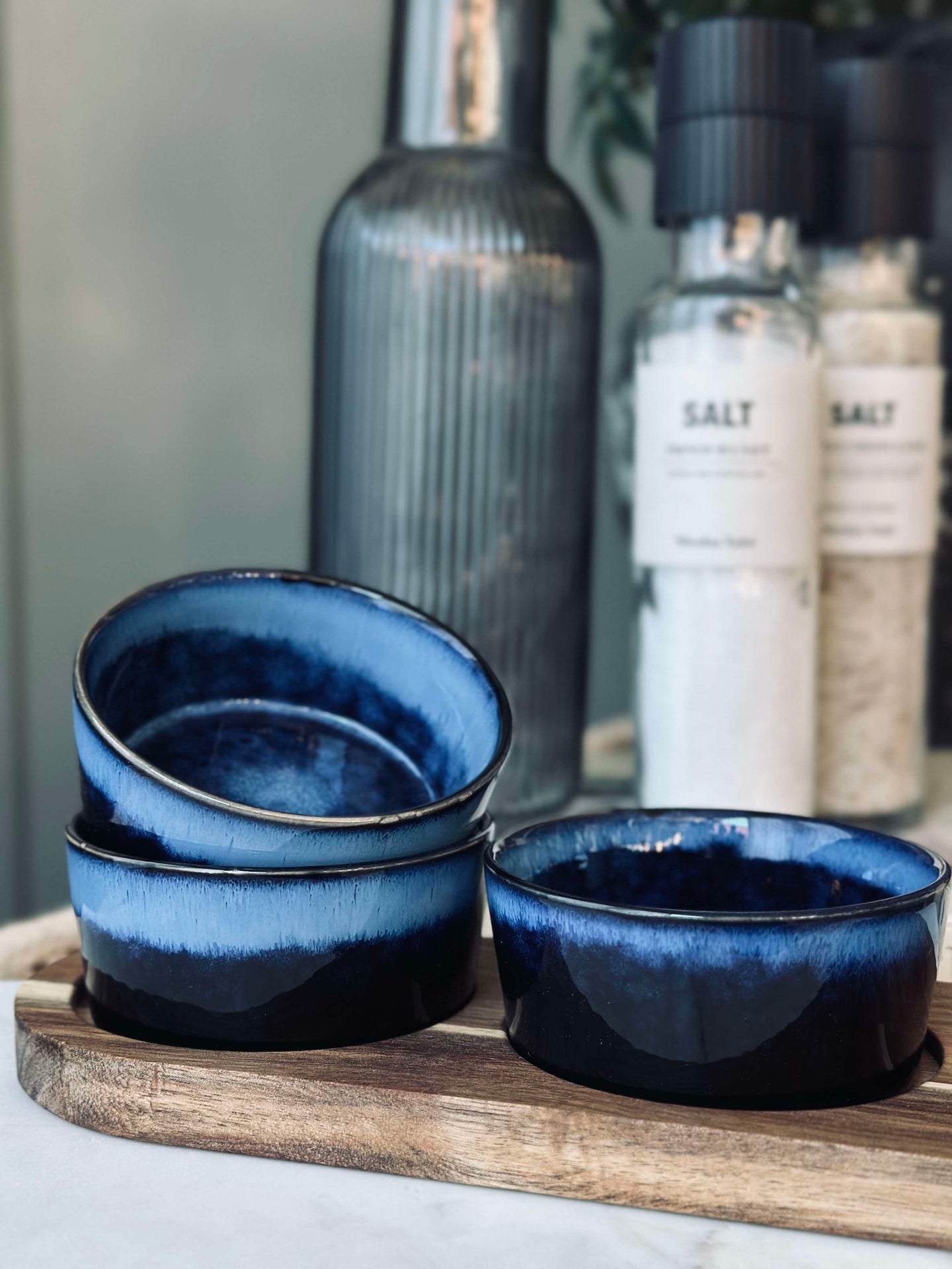 Tapas-Set mit 3 Schalen und Platte - Blue mix