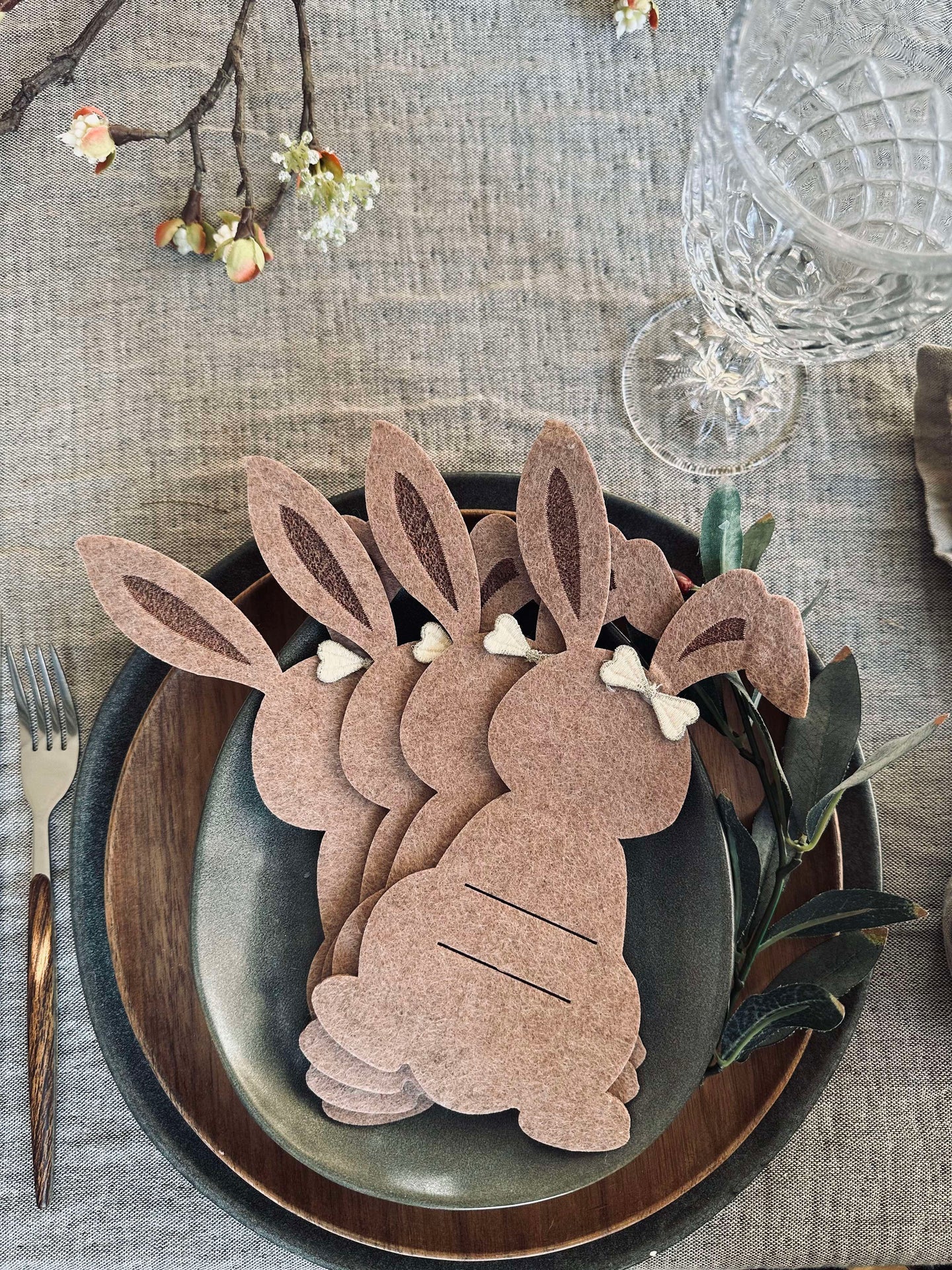 Besteckhalter Hase Braun - Set mit 4 Stk
