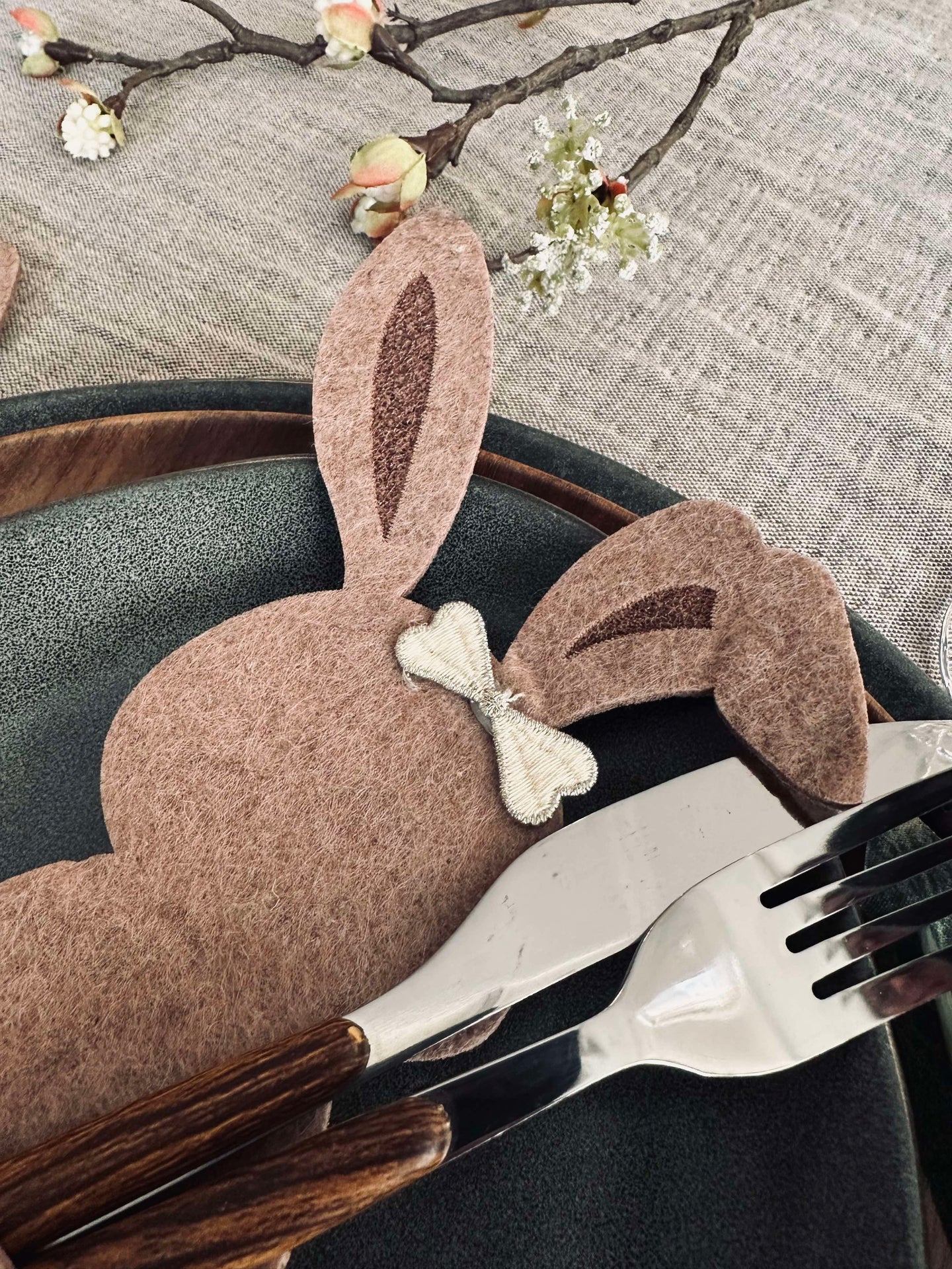 Besteckhalter Hase Braun - Set mit 4 Stk