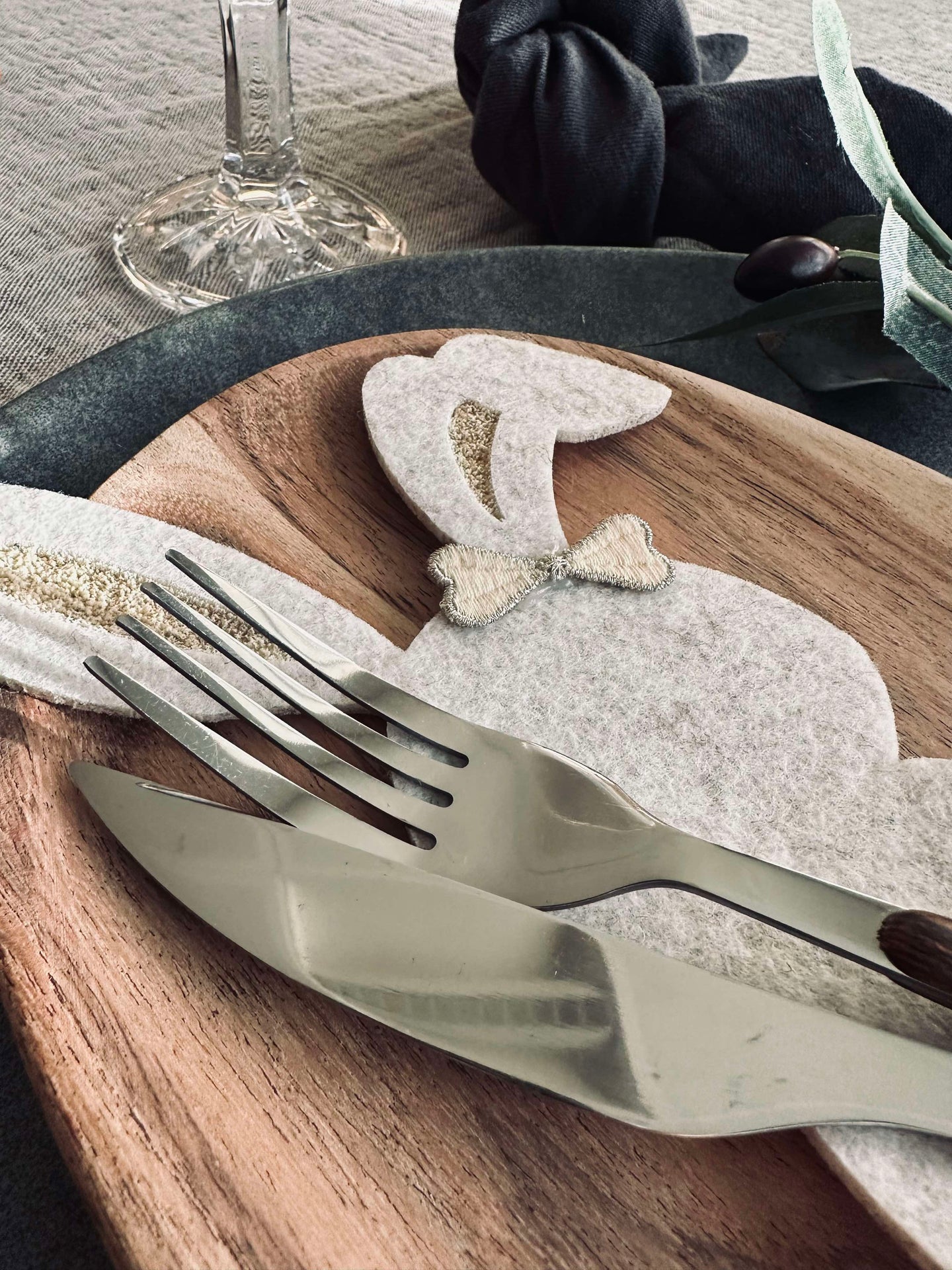 Besteckhalter Hase Hell - Set mit 4 Stk