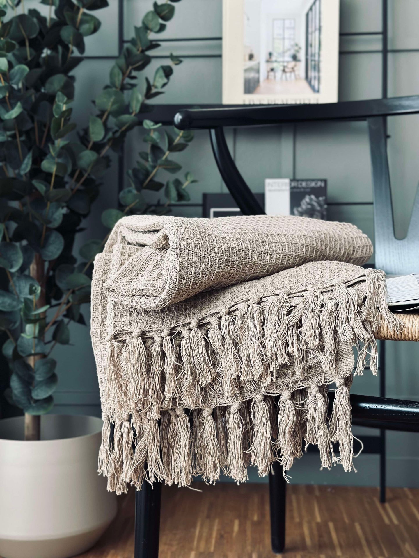 Plaid gewaffelte Baumwolle - Beige
