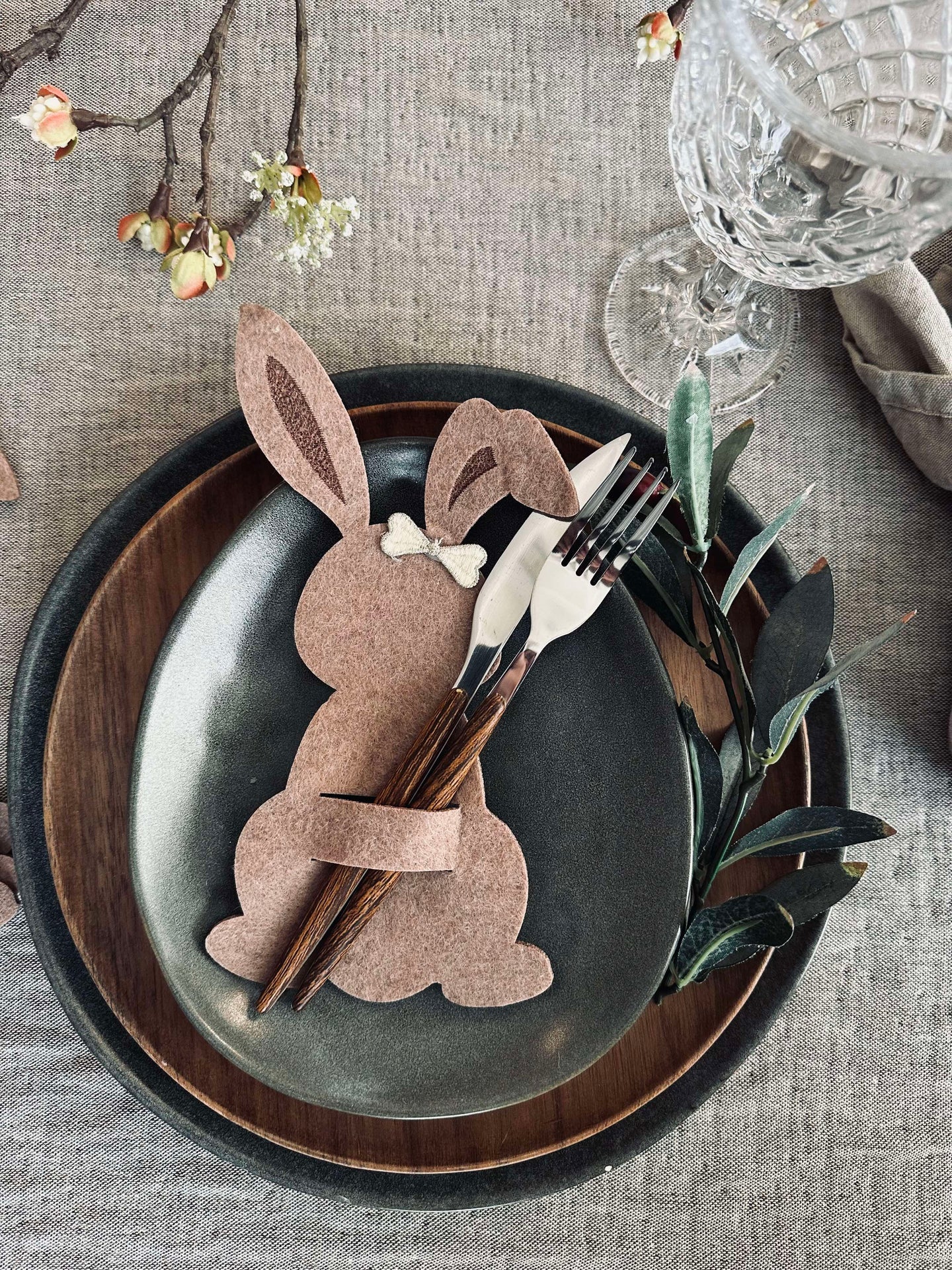 Besteckhalter Hase Braun - Set mit 4 Stk