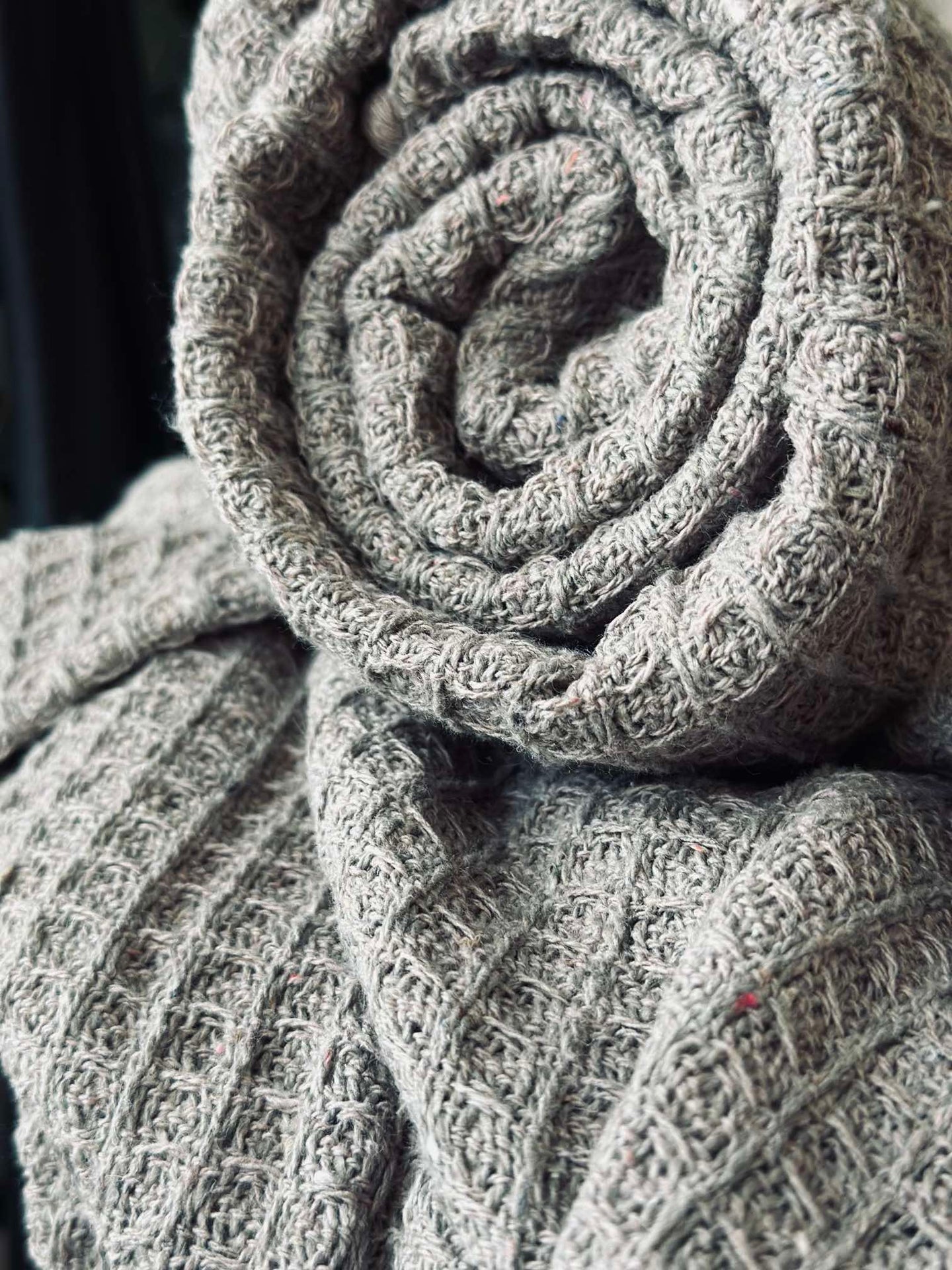 Plaid gewaffelte Baumwolle - Taupe