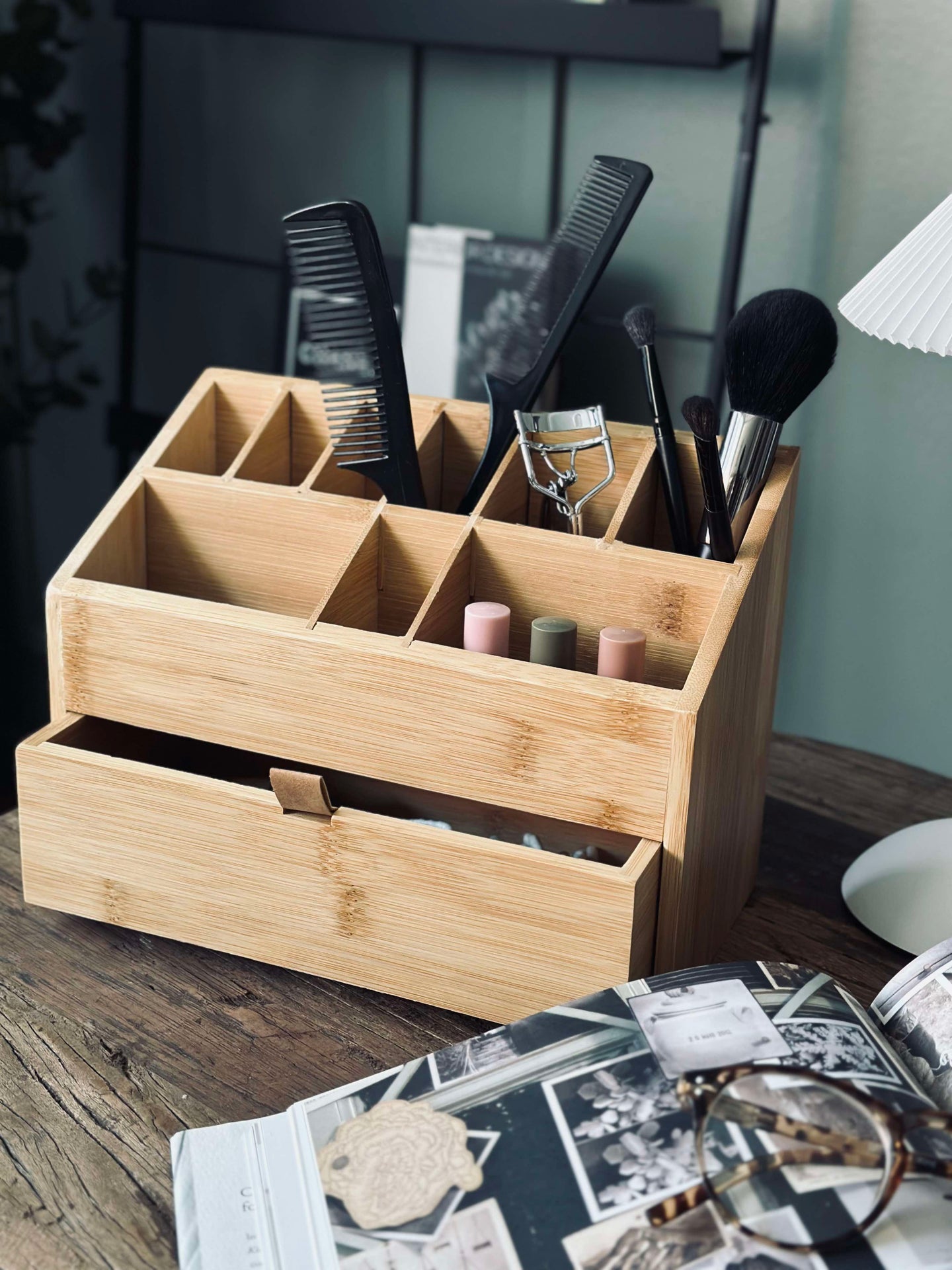 Organizer mit Schublade - Bambus