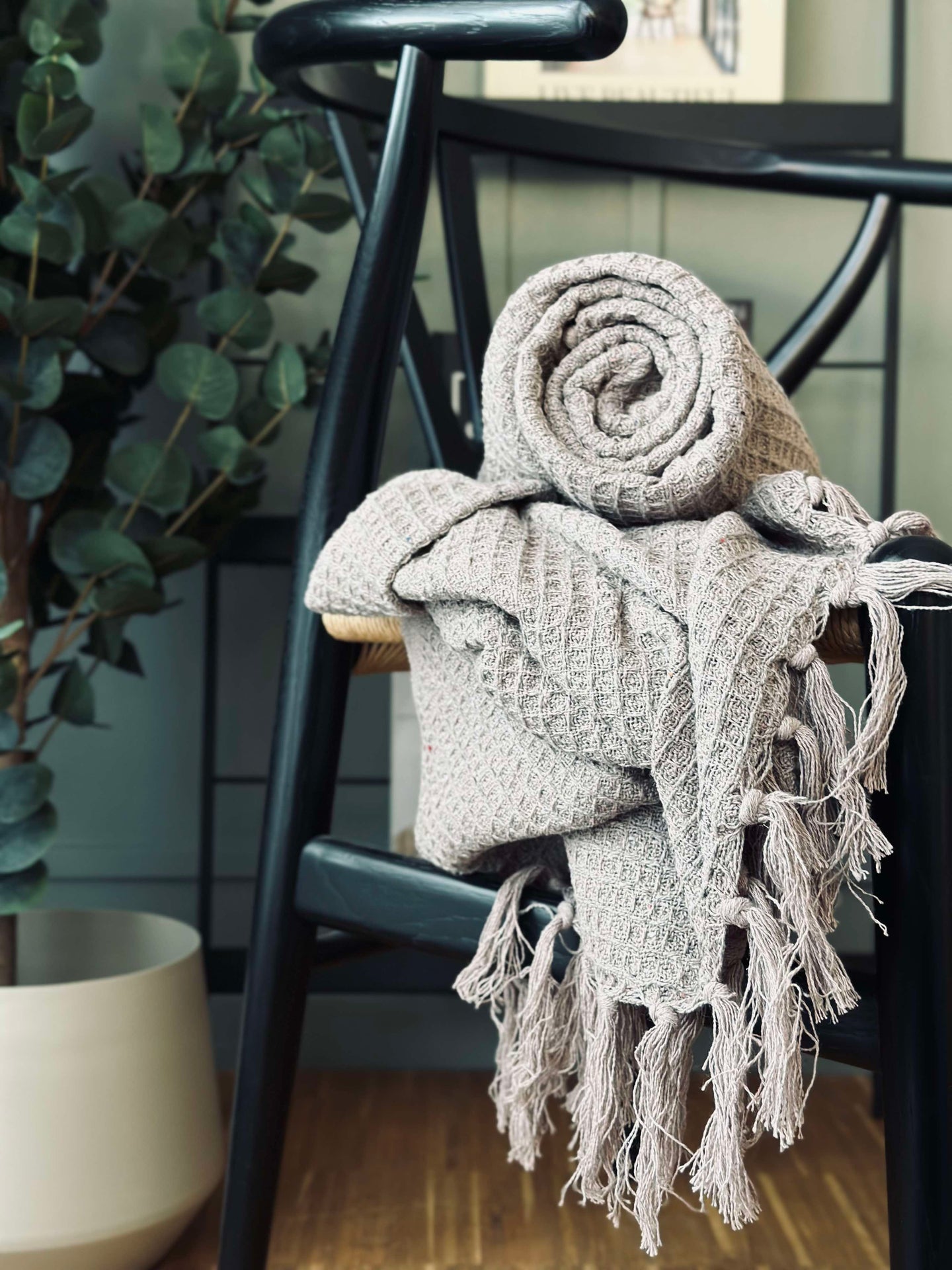 Plaid gewaffelte Baumwolle - Taupe