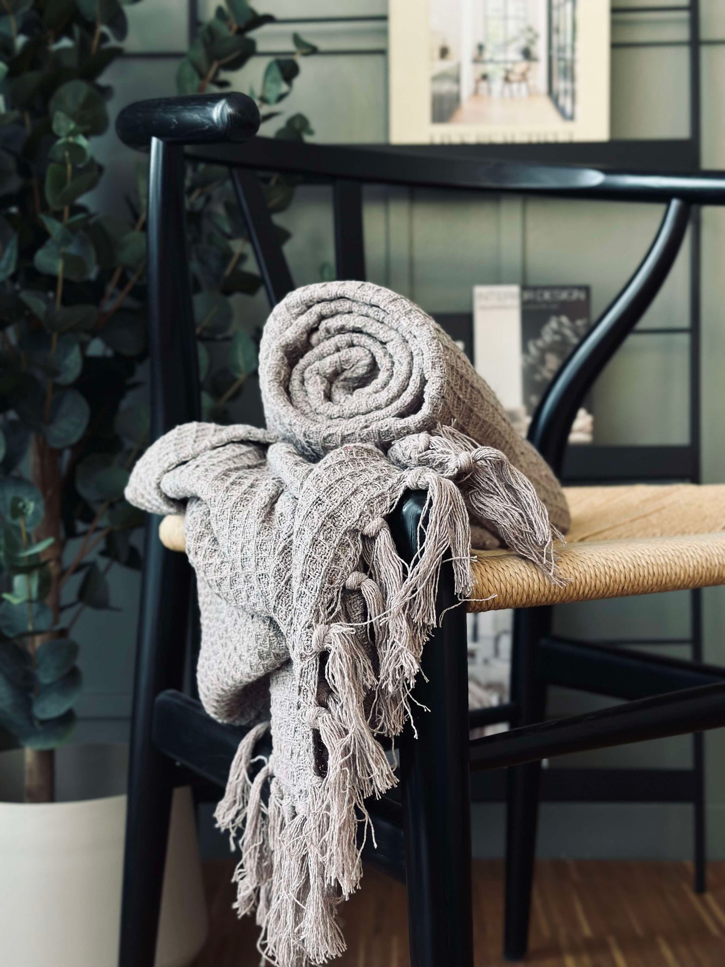 Plaid gewaffelte Baumwolle - Taupe
