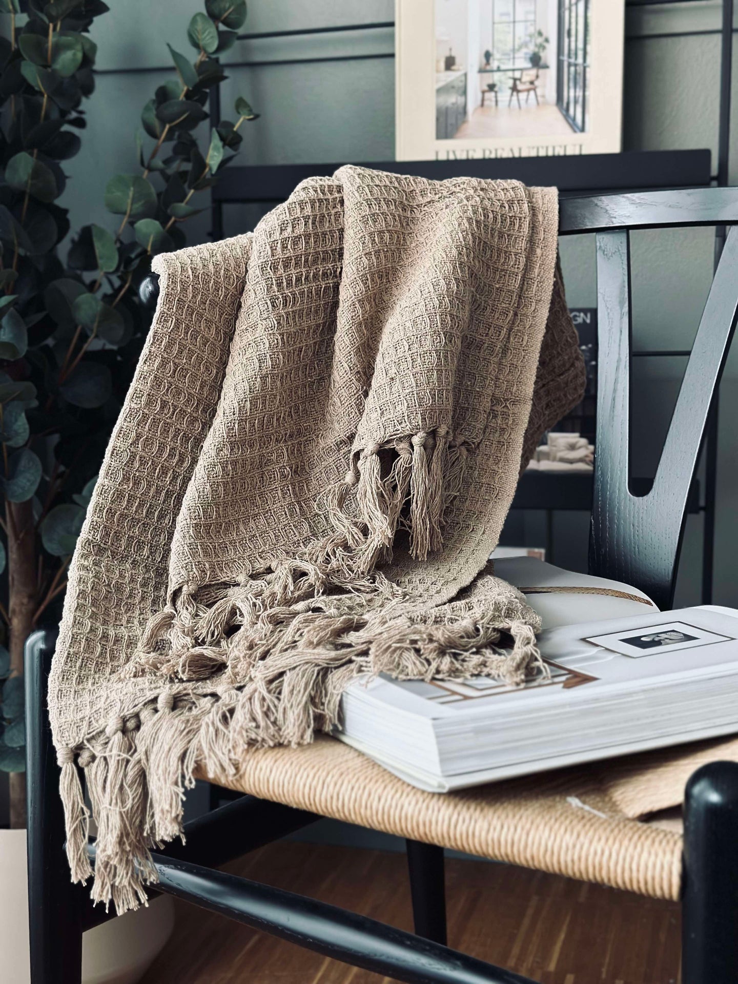 Plaid gewaffelte Baumwolle - Beige