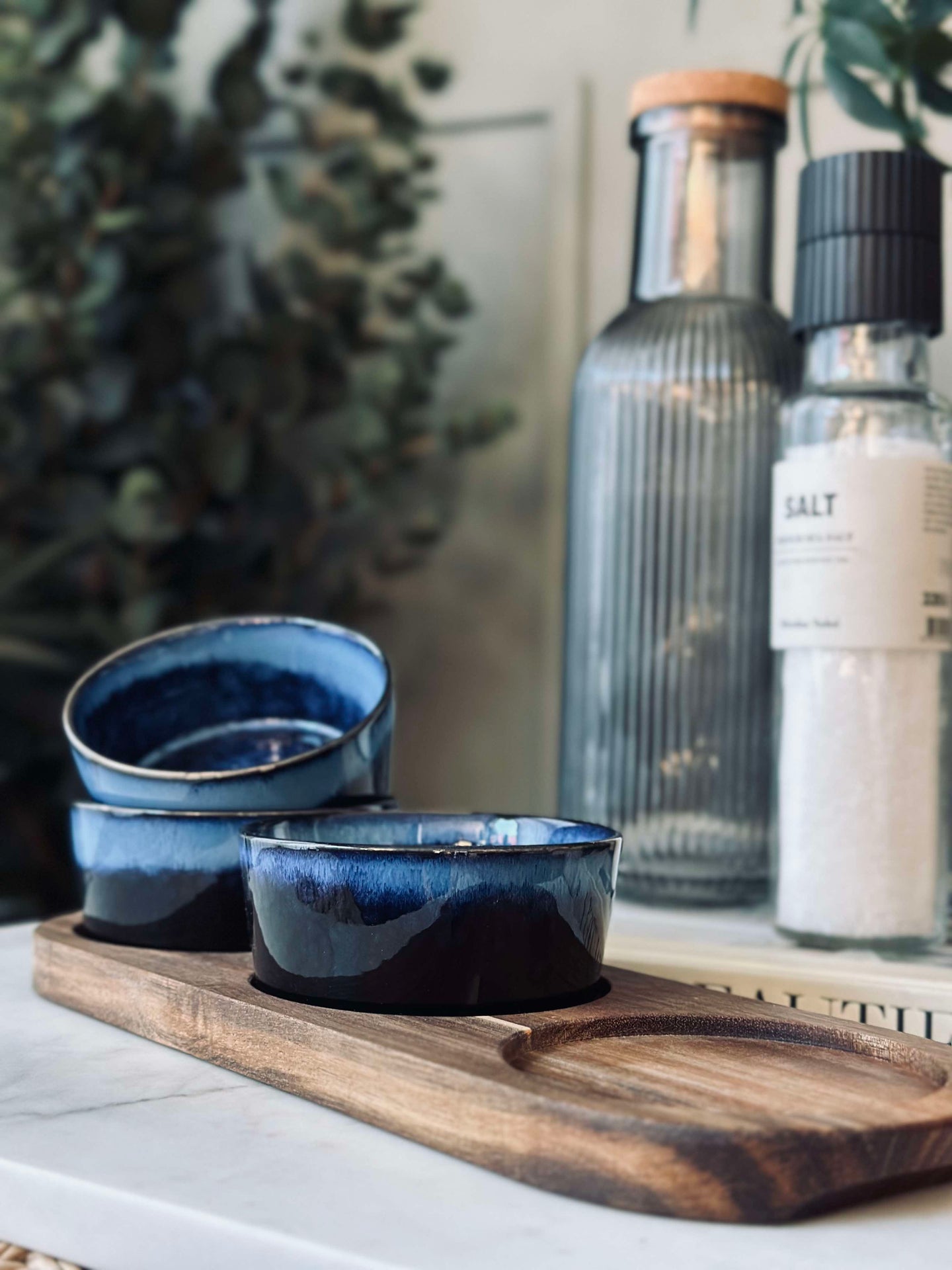 Tapas-Set mit 3 Schalen und Platte - Blue mix