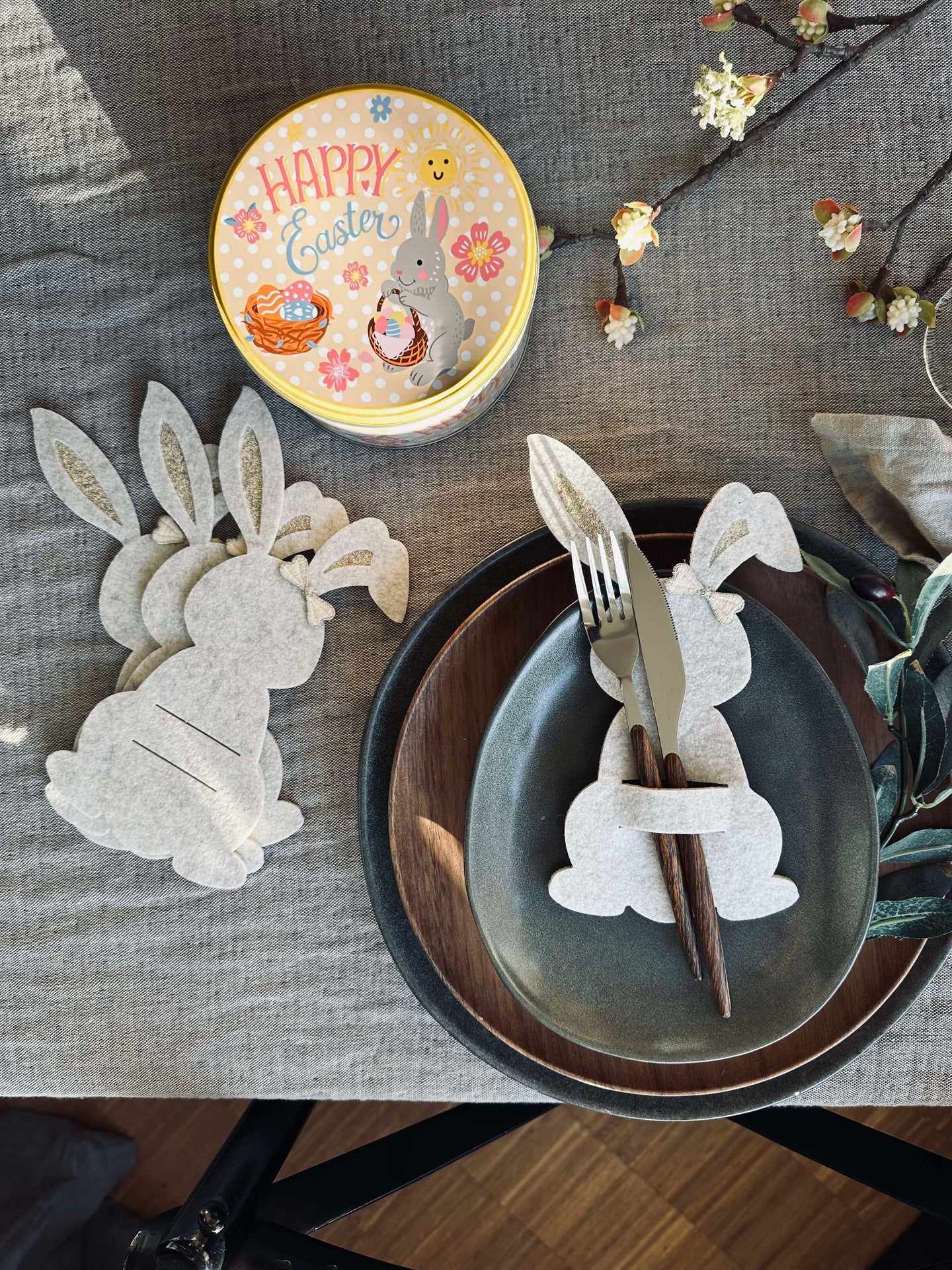 Besteckhalter Hase Beige - Set mit 4 Stk.
