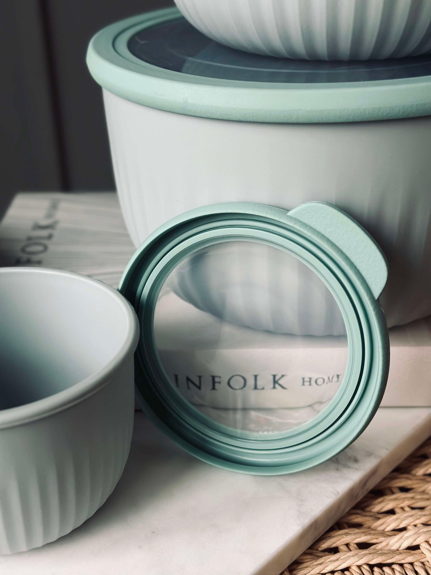 Aufbewahrungsbehälter Dusty green – Set mit 4 Stück