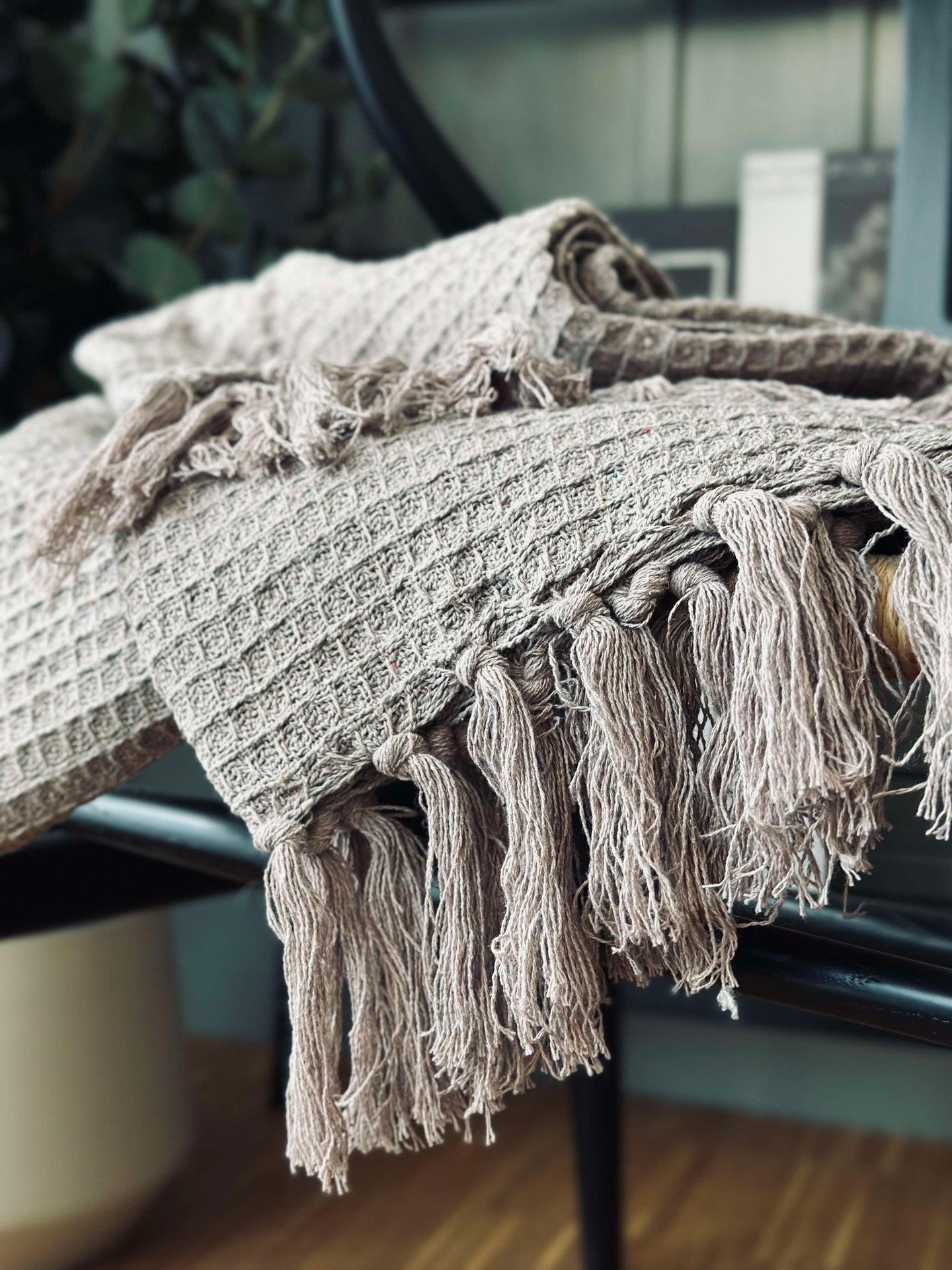 Plaid gewaffelte Baumwolle - Taupe