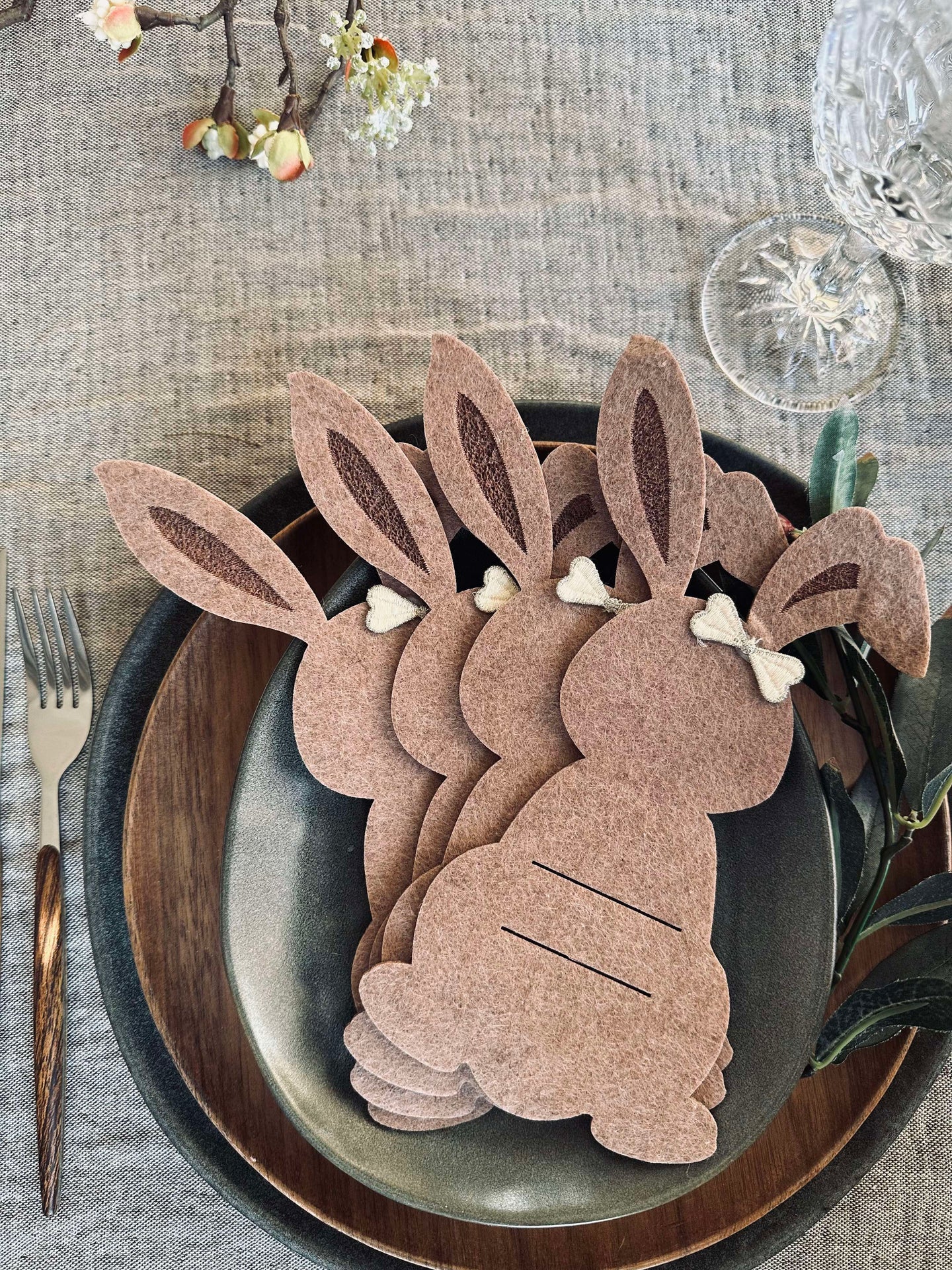 Besteckhalter Hase Braun - Set mit 4 Stk