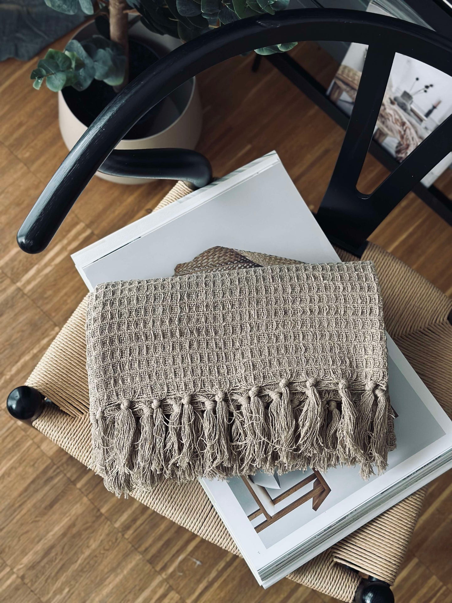 Plaid gewaffelte Baumwolle - Beige