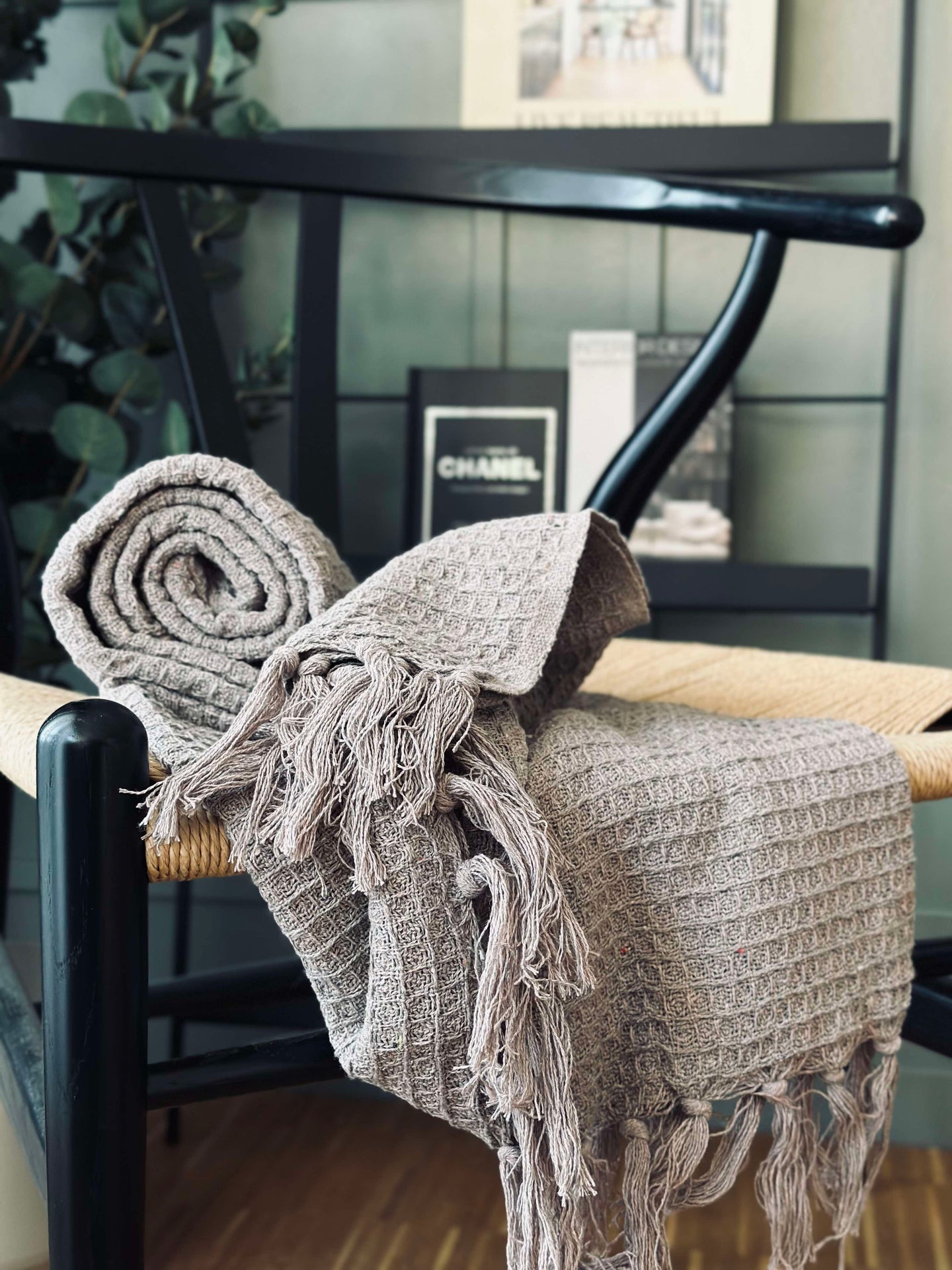 Plaid gewaffelte Baumwolle - Taupe