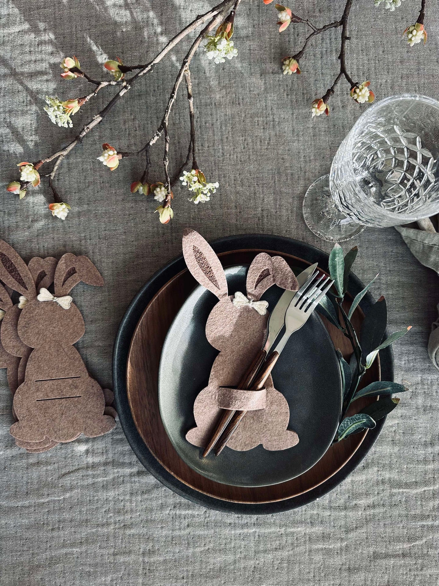 Besteckhalter Hase Braun - Set mit 4 Stk