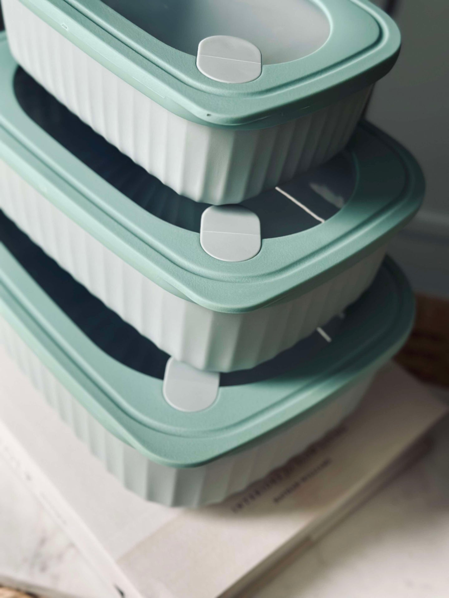 Aufbewahrungsbehälter Dusty green – Set mit 3 Stück.