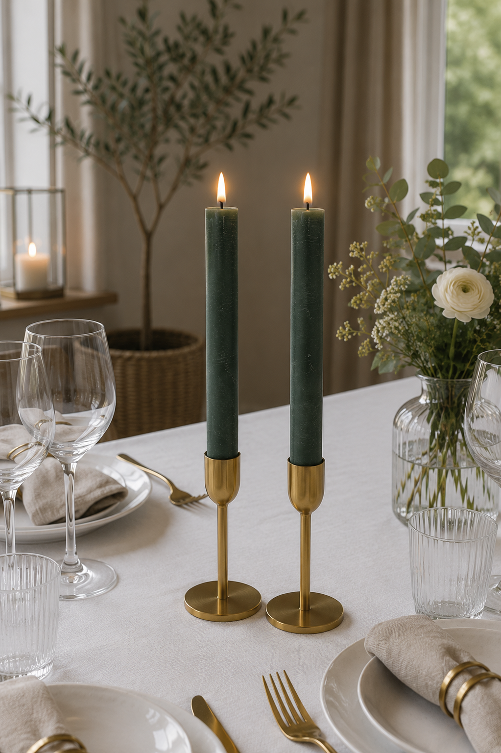 LED Stabkerze - Grün 22,5 cm