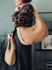 Elegante handgeflochtene Schultertasche - Sand groß