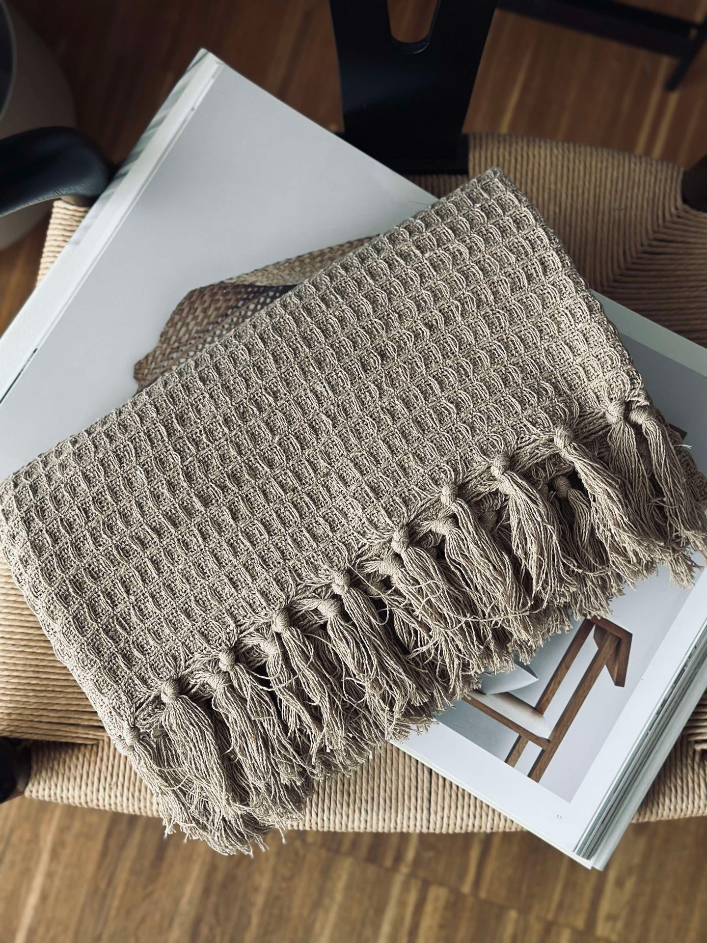 Plaid gewaffelte Baumwolle - Beige