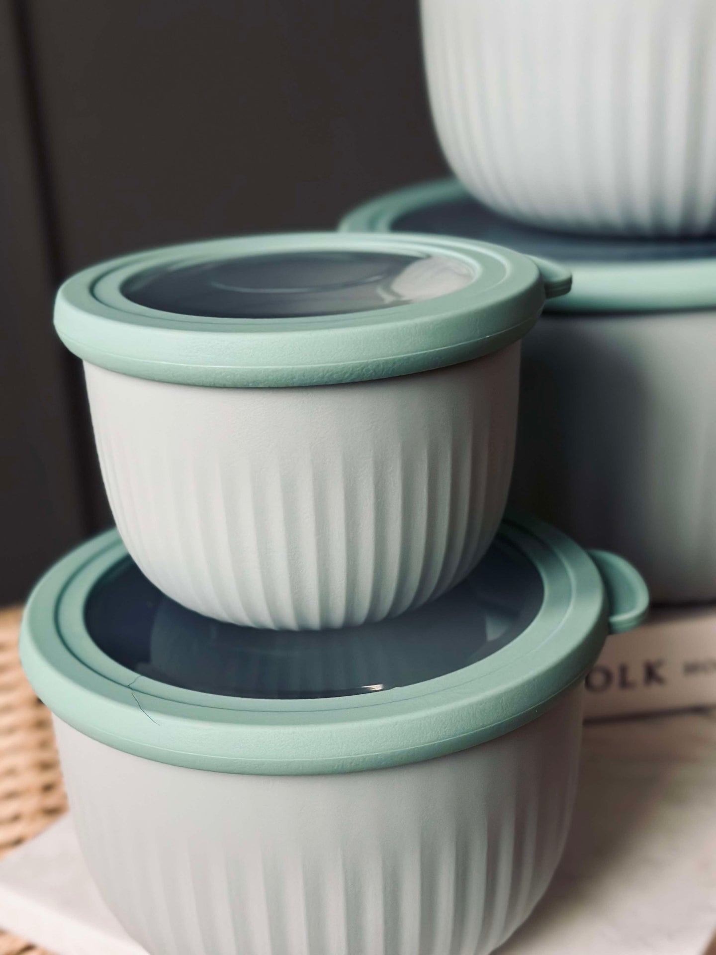 Aufbewahrungsbehälter Dusty green – Set mit 4 Stück