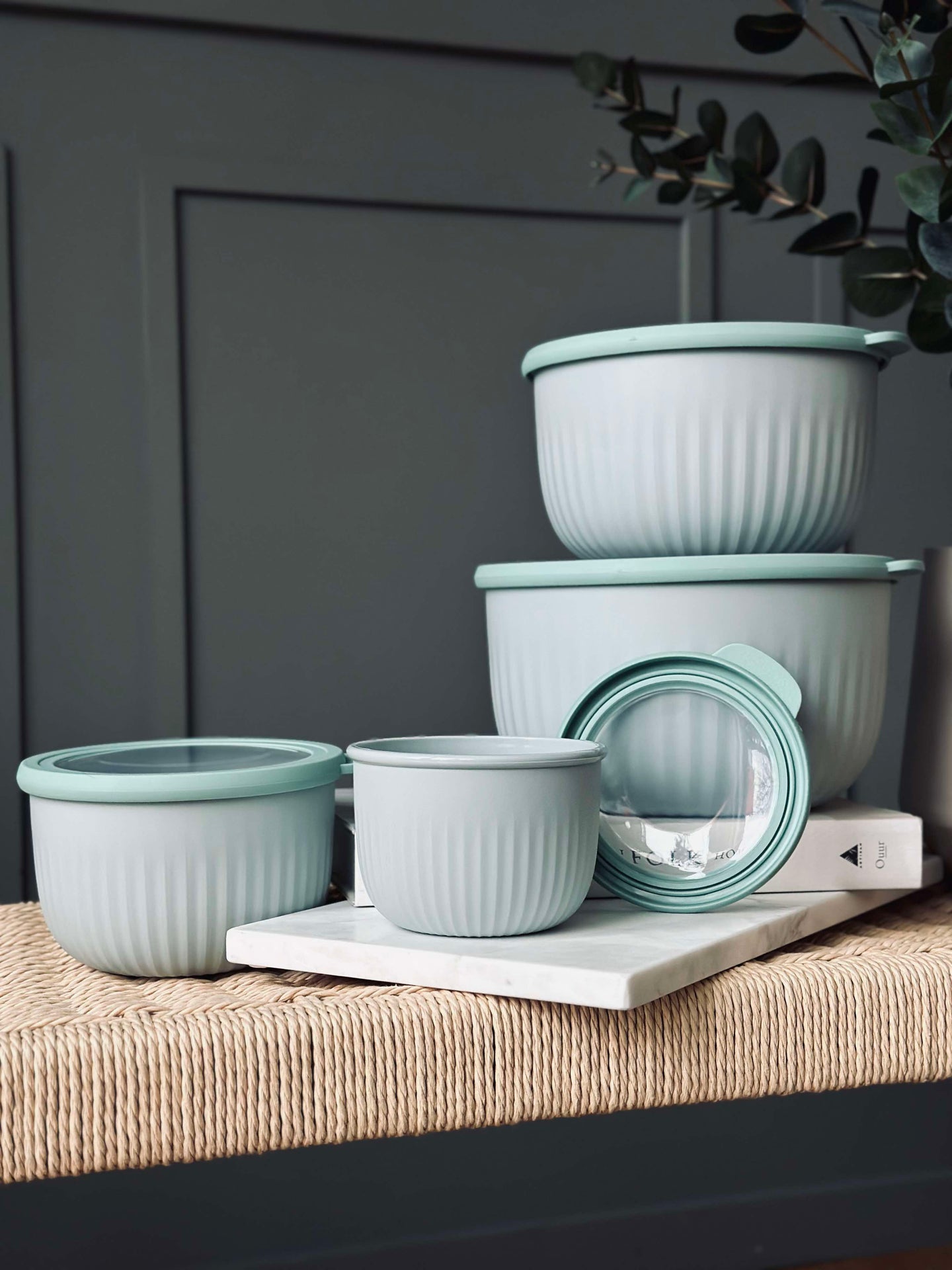 Aufbewahrungsbehälter Dusty green – Set mit 4 Stück