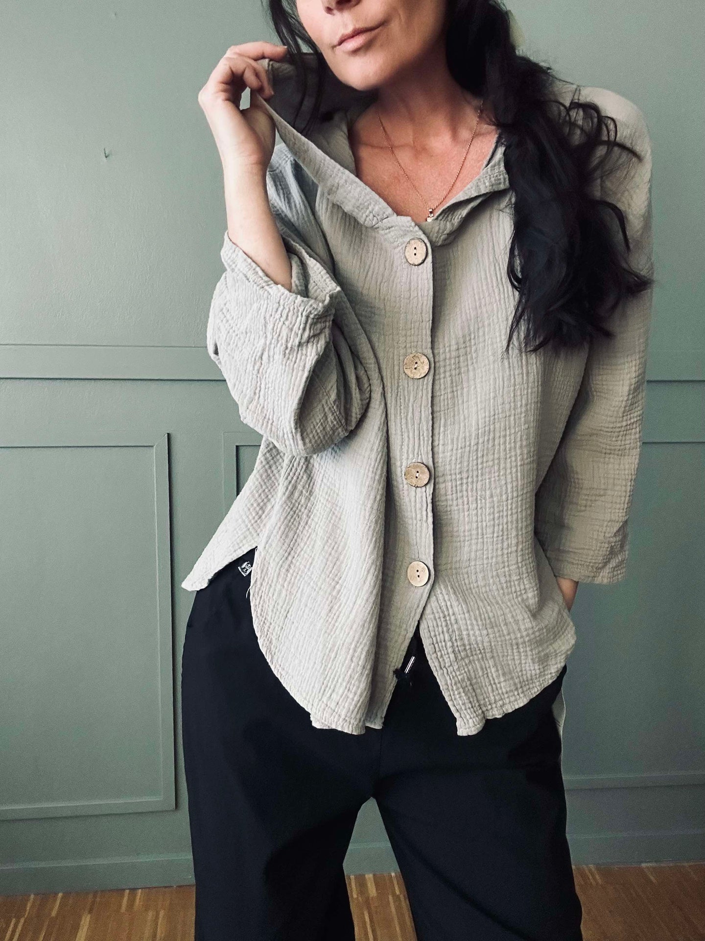 Cardigan aus leicht gewaffelter Baumwolle - Beige